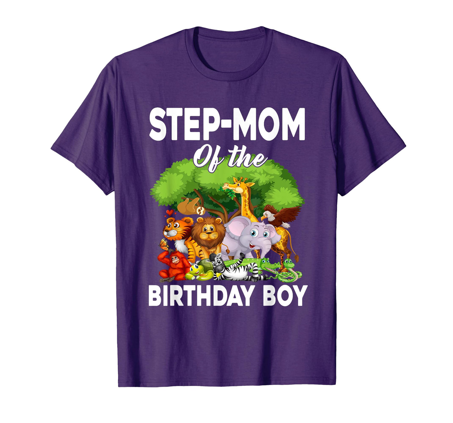 Step-Mom of the Birthday Boy Zoo Animals Bday Safari T-Shirt