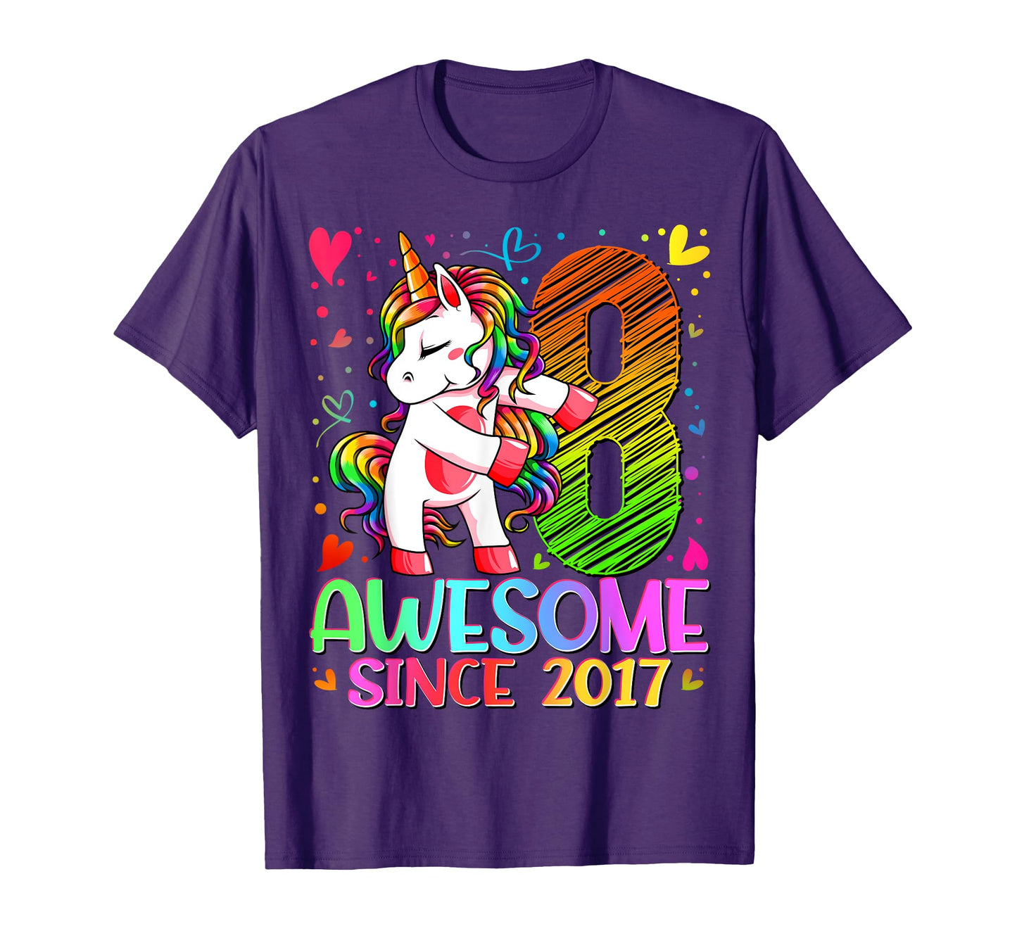 8 Year Old Unicorn Gifts For Girls 8th Birthday Girl Party T-Shirt