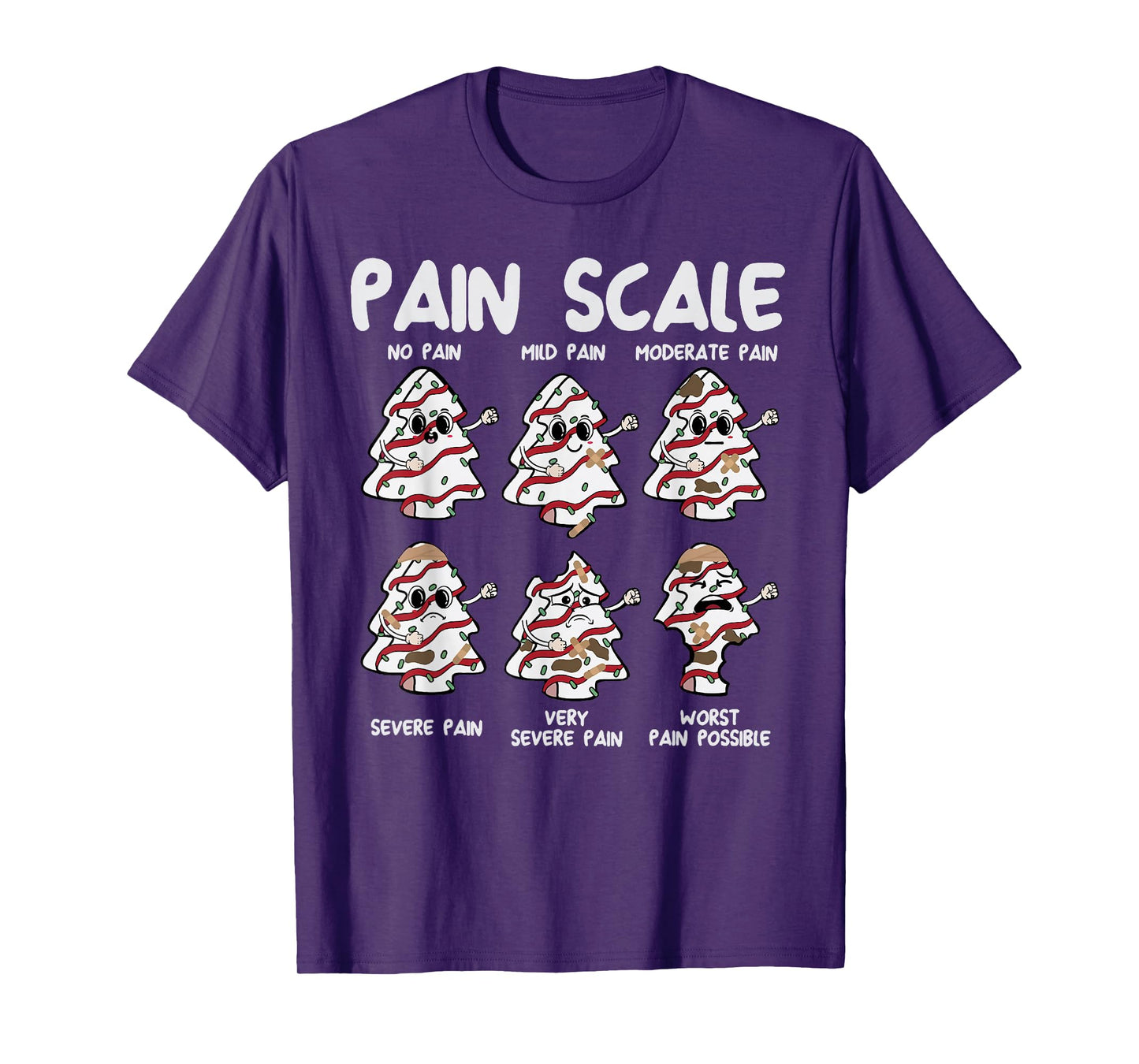 Funny Pain Scale Christmas Nurse Xmas Tree Cakes Pajamas T-Shirt