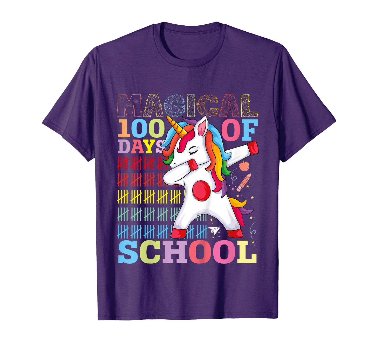 Unicorn Magical 100th Day of School Gift Boys Girls Kids T-Shirt
