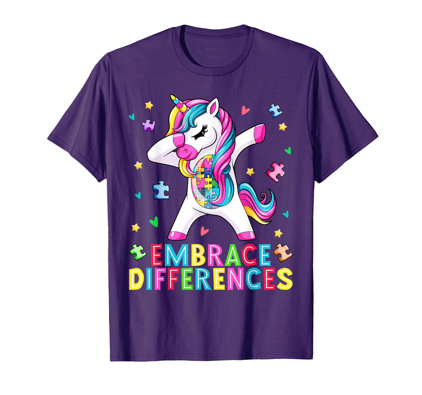 Funny Autism Awareness Cute Dabbing Unicorn Women Kids Girls T-Shirt