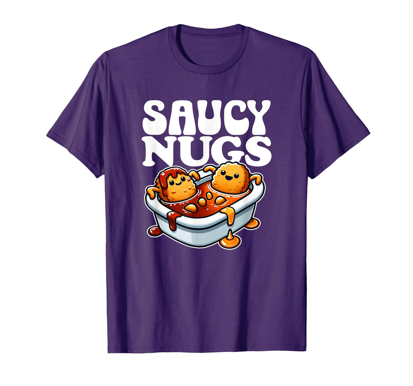 Saucy Nugs Cartoon Food Funny BBQ Sauce Chicken Nuggets T-Shirt