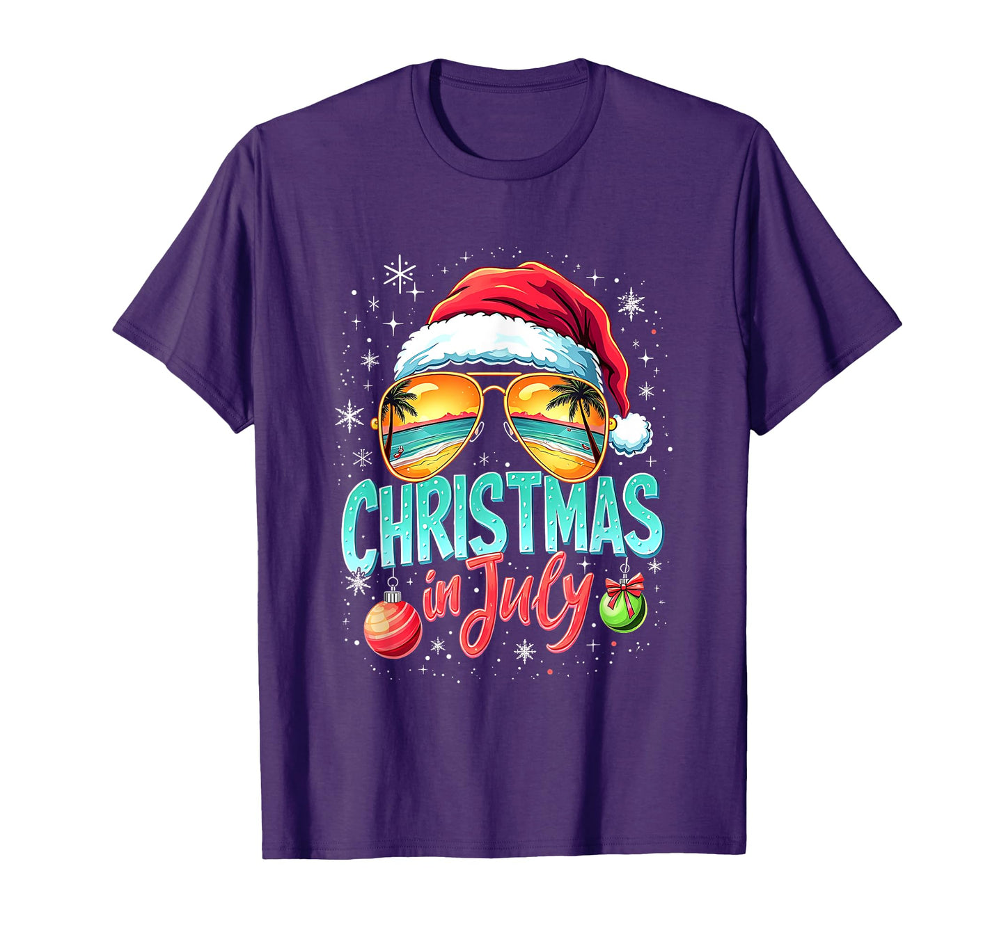 Beach Christmas in July Santa Claus Sunglasses Men Women T-Shirt