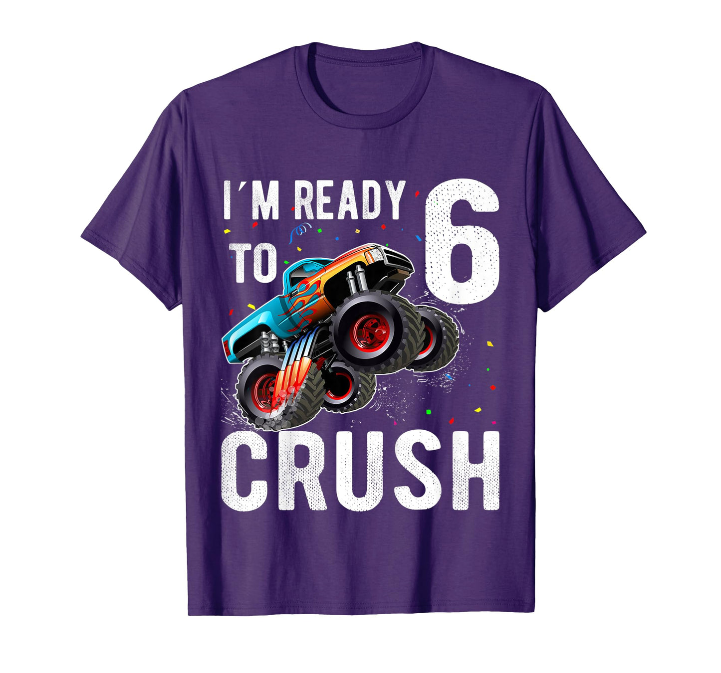 Kids Monster Trucks 6th Birthday Party Shirt Six Years old Boys T-Shirt