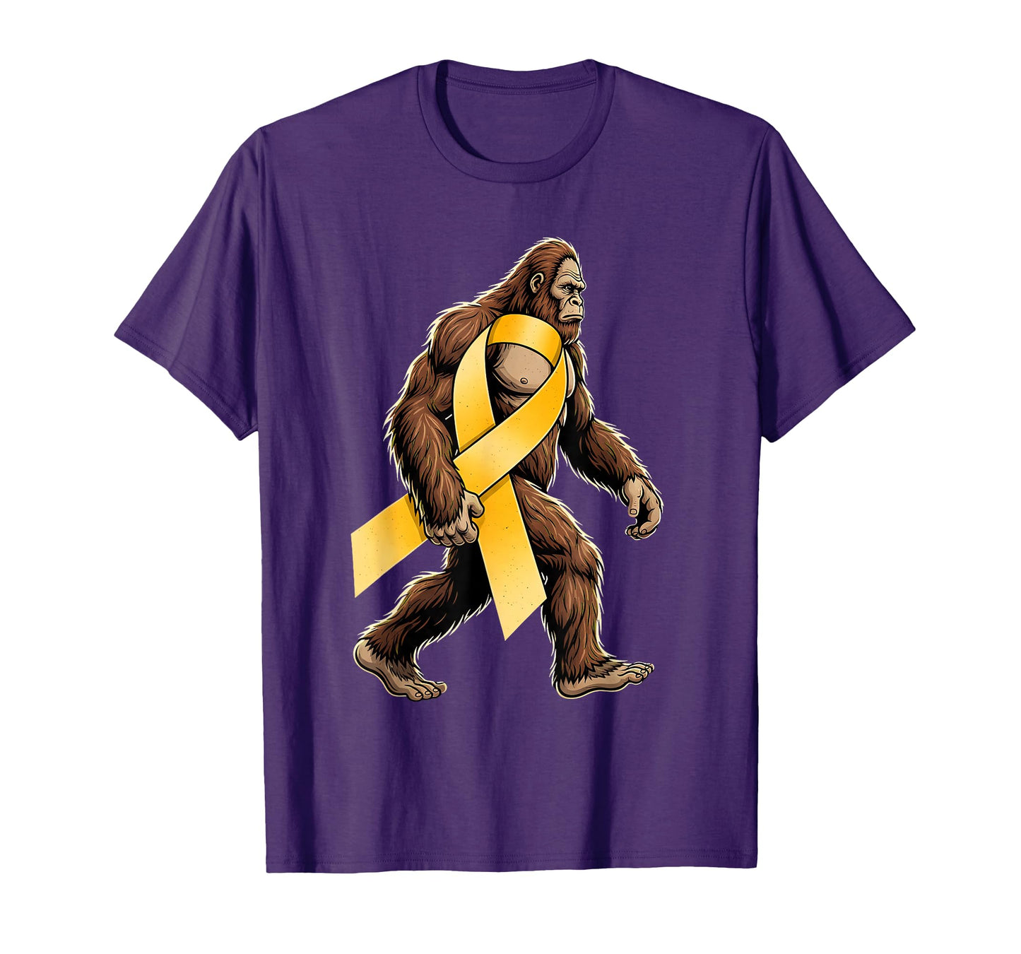 Bigfoot Sasquatch Childhood Cancer Awareness Gold Ribbon Boy T-Shirt