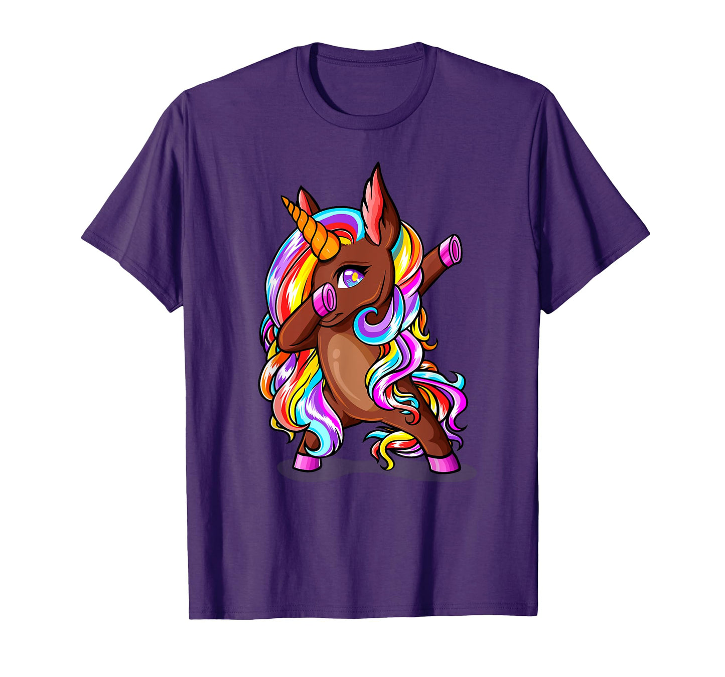 Dabbing Brown Skin Unicorn African American Woman Girl Gifts T-Shirt