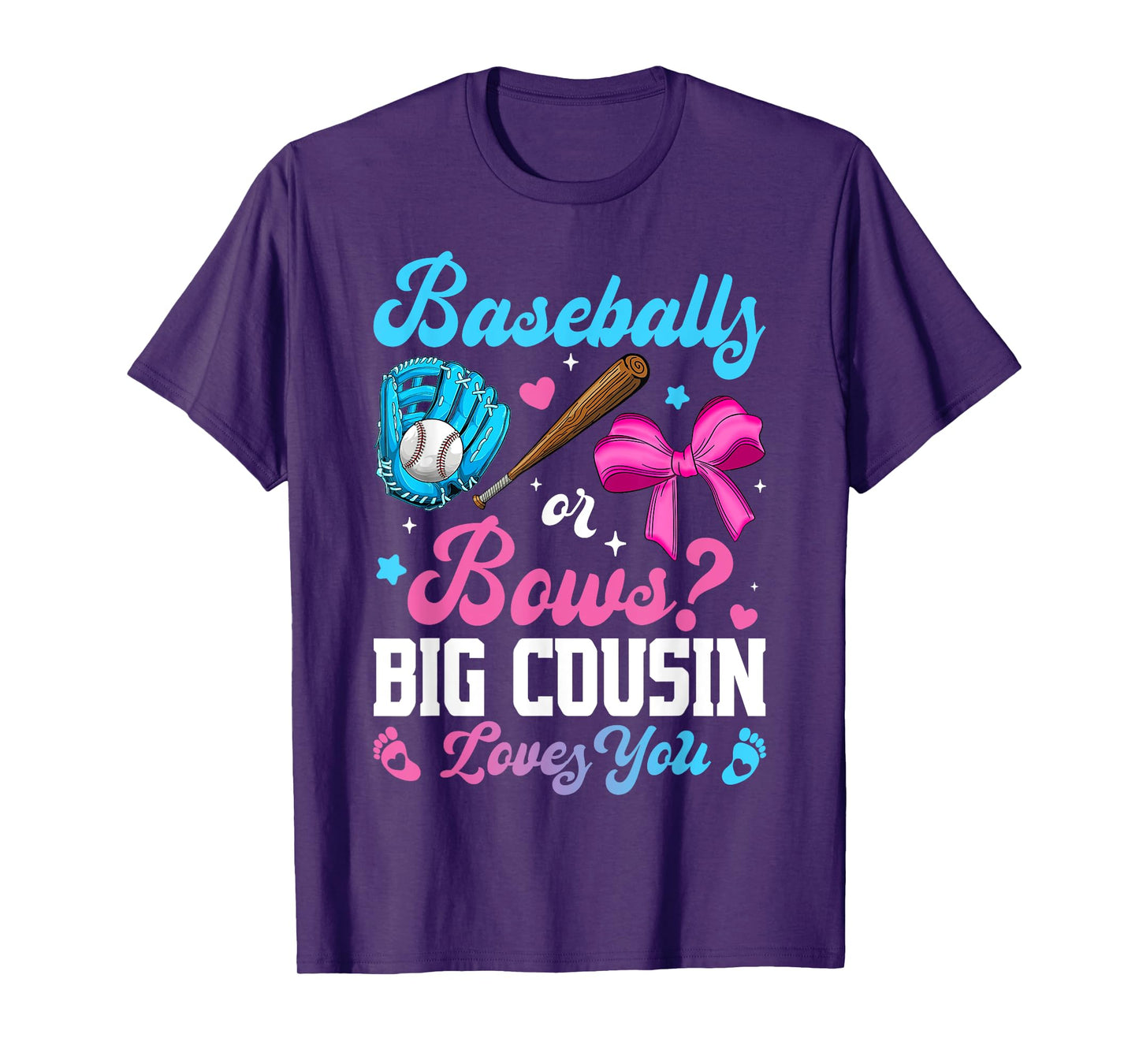 Baseball Or Bows Big Cousin Loves You Funny Gender Reveal T-Shirt
