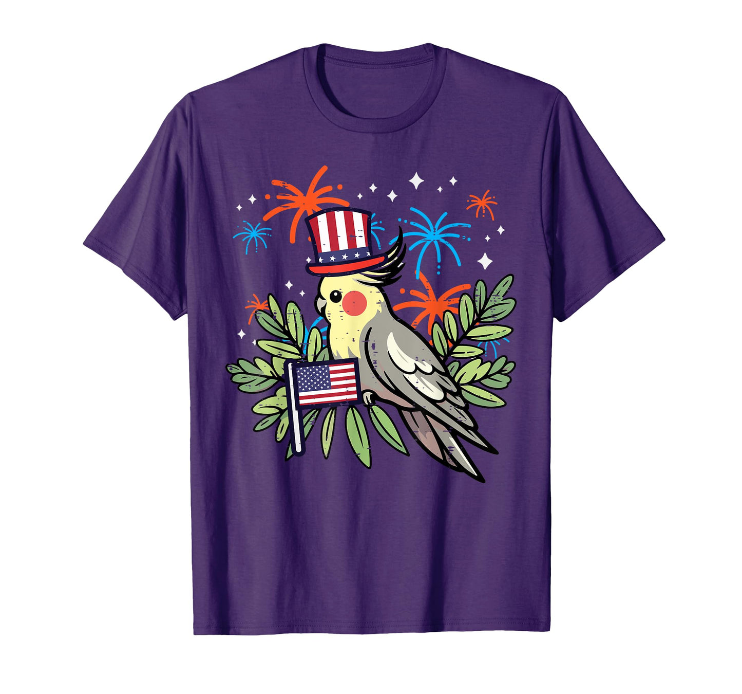 4th Of July Bird Cockatiel Independence Men Women Kids T-Shirt