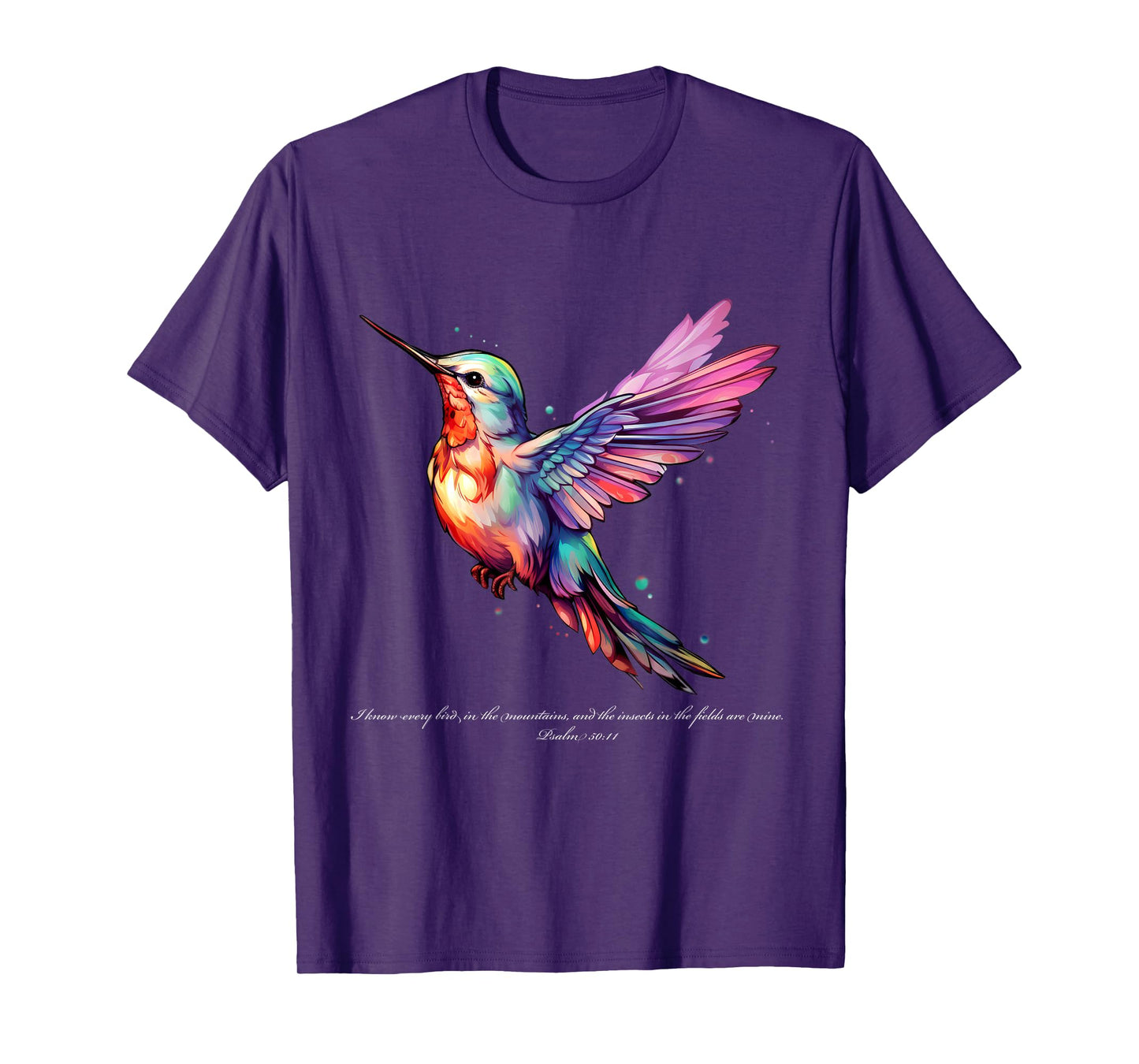 Hummingbird Bible Scripture Watercolor Art Psalm 50:11 T-Shirt