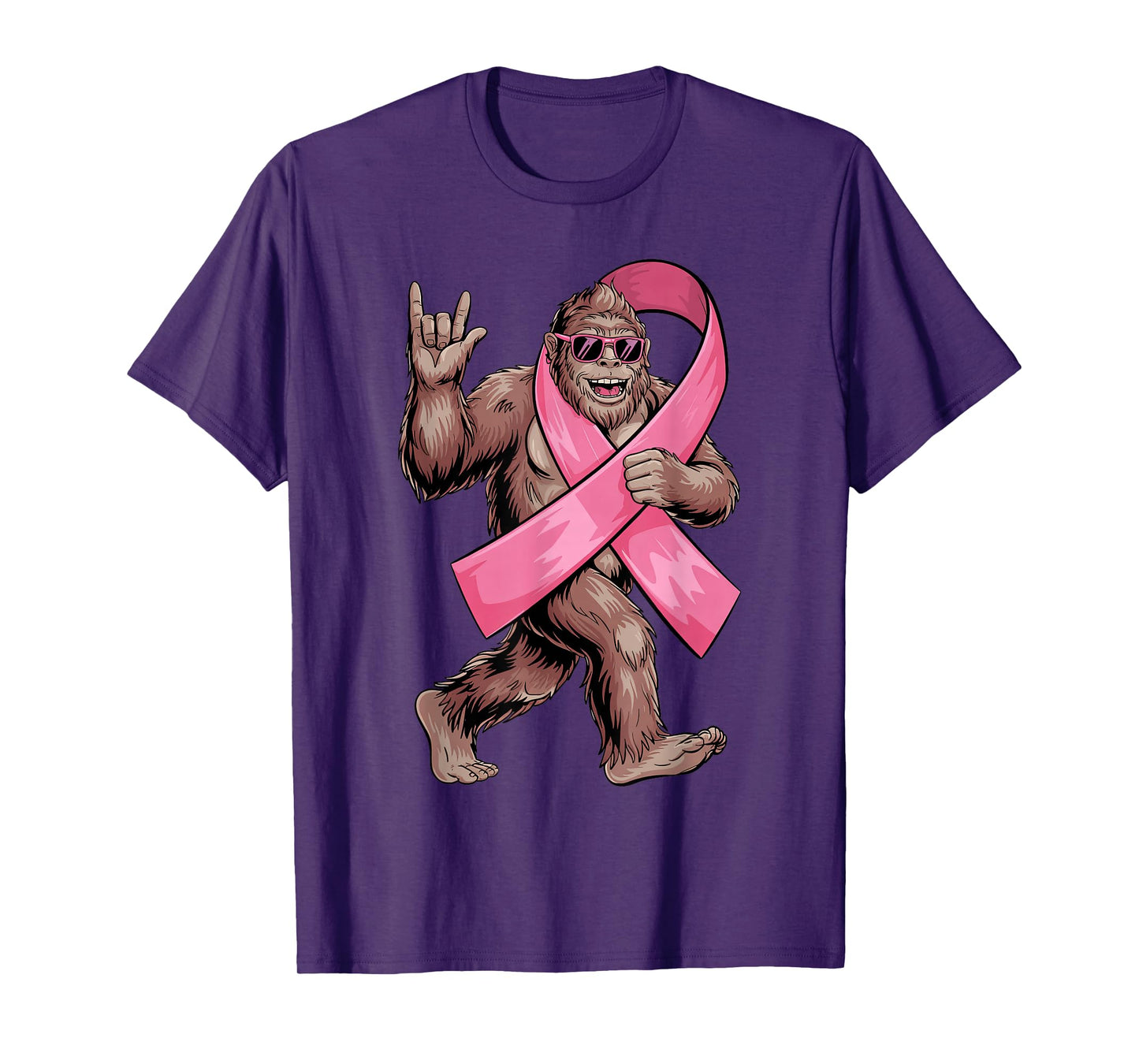 Bigfoot Breast Cancer Awareness Sasquatch with Pink Ribbon T-Shirt