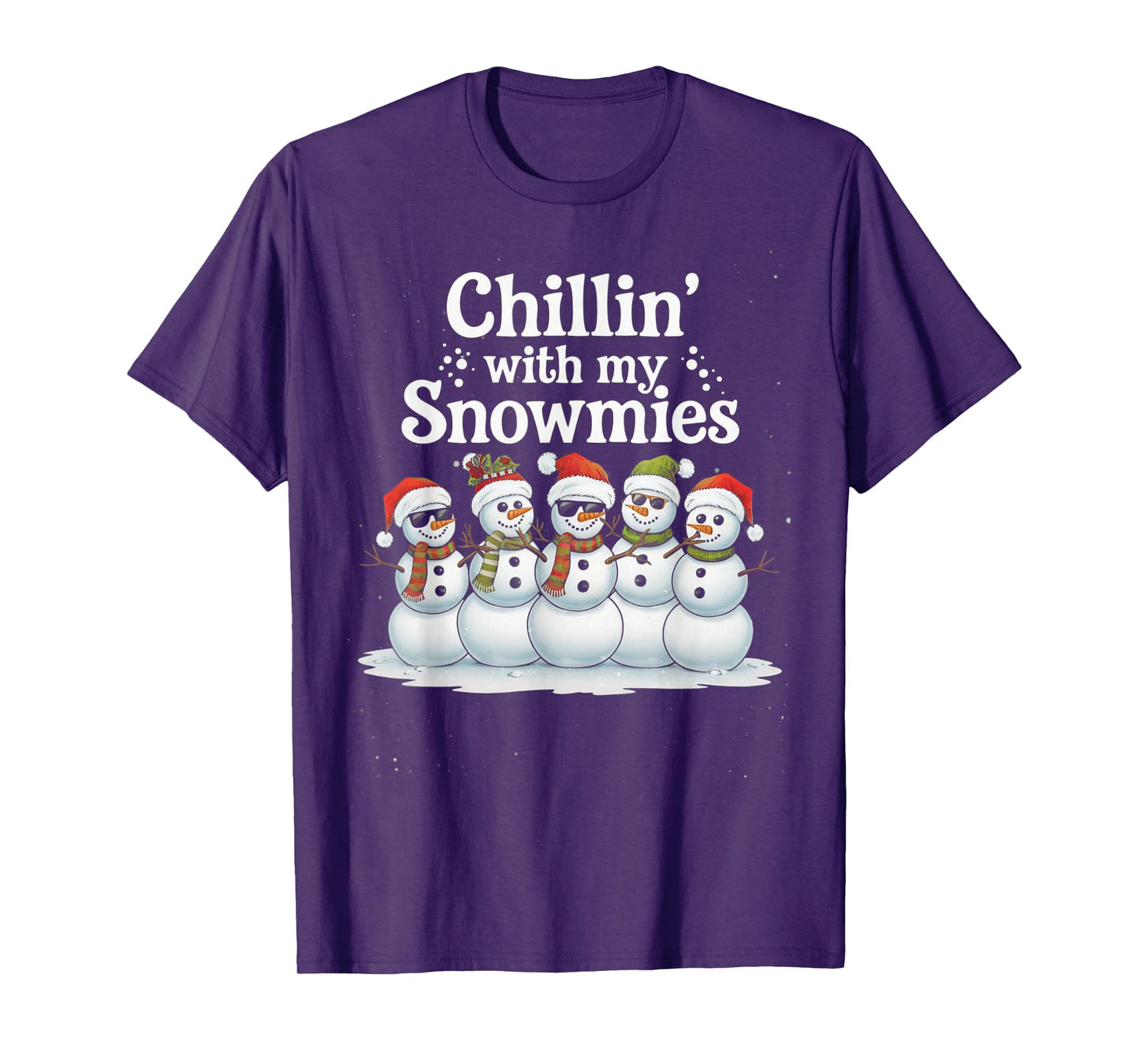 Snowman Christmas Chillin With My Snowmies Kids Boys Girls T-Shirt