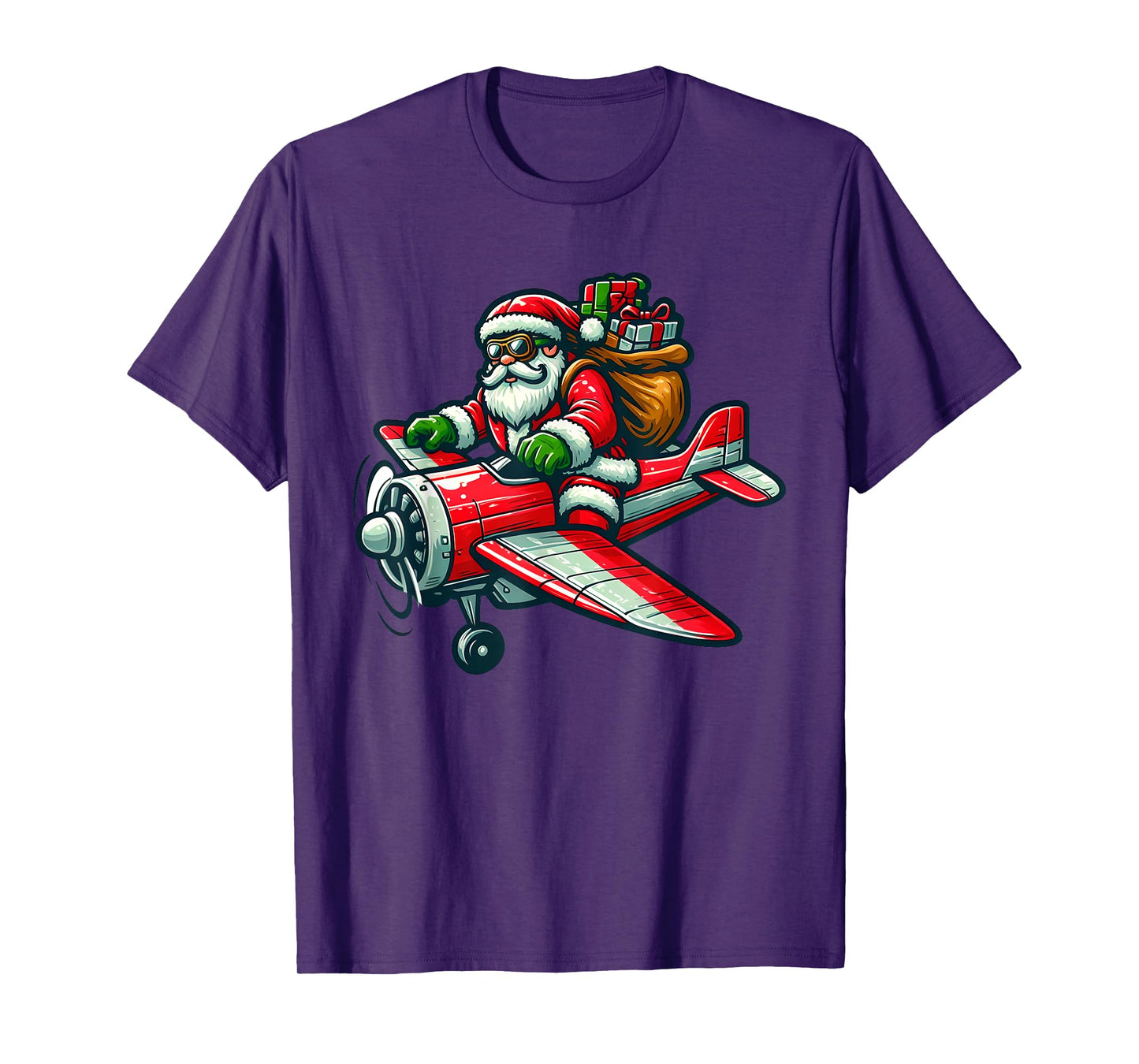 Santa Claus Flying Airplane Christmas Pajama Toddler Kids T-Shirt