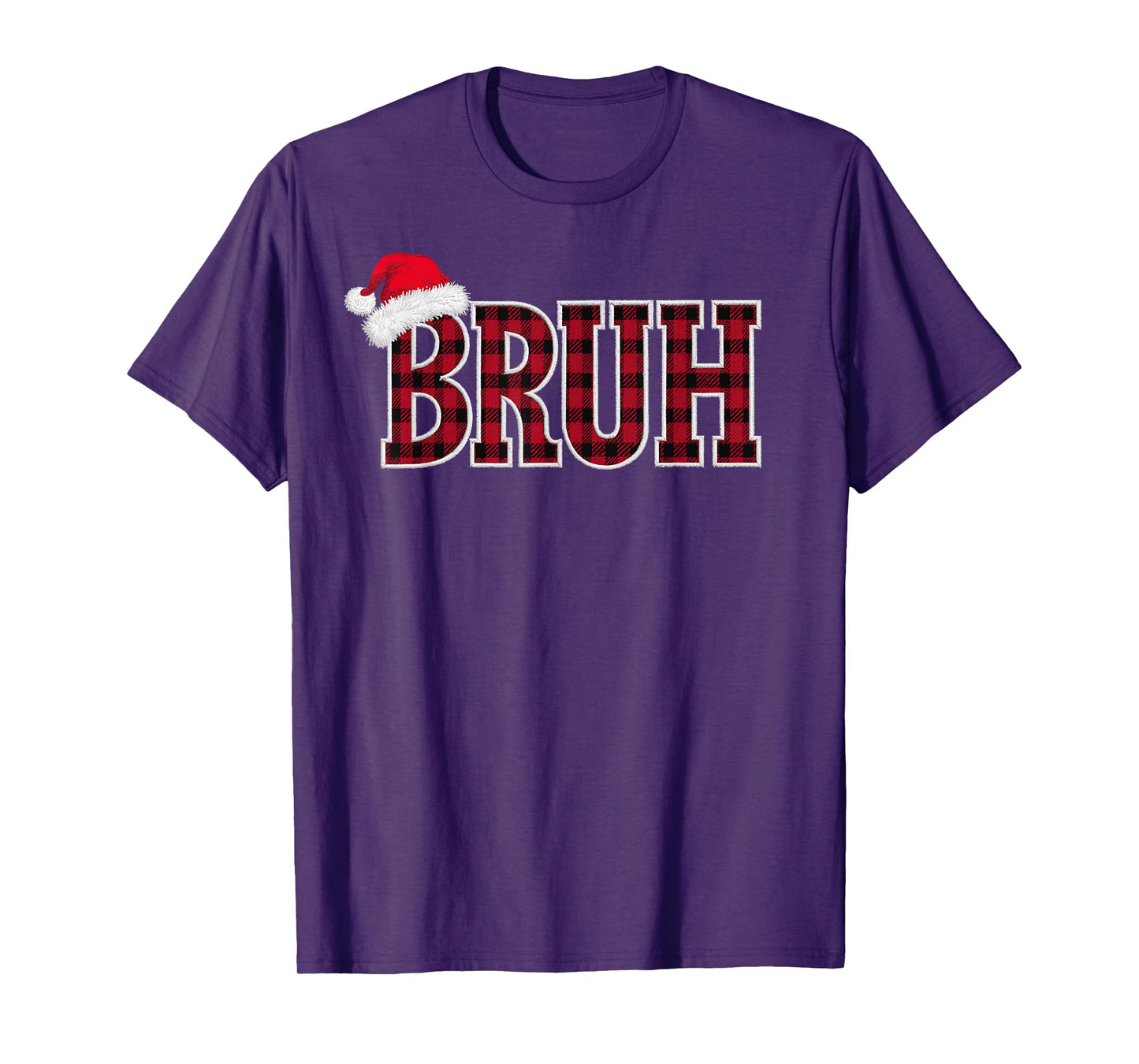 Bruh Funny Christmas Plaid Xmas Pajamas Teens Boys Kids T-Shirt