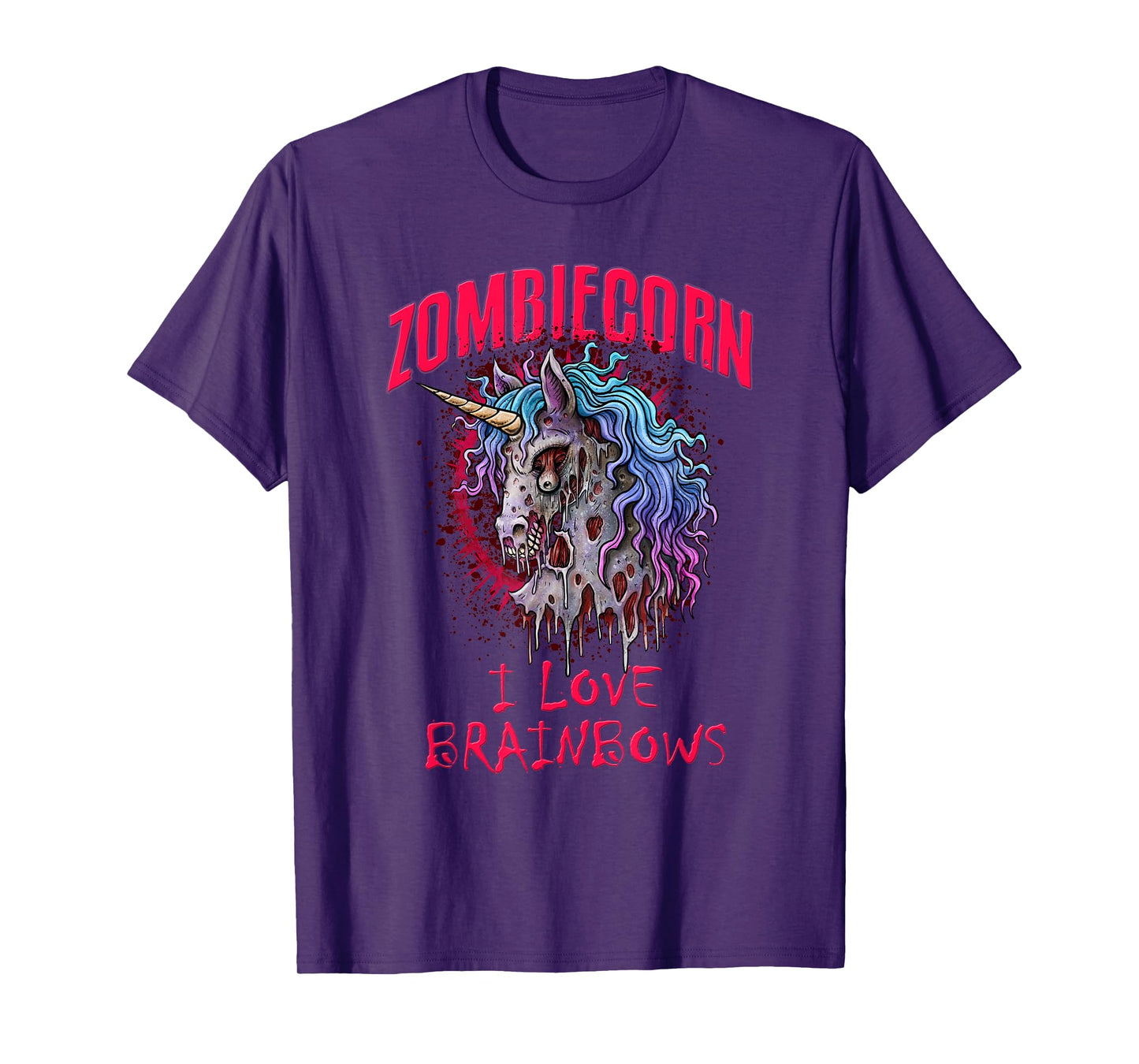 Zombie Unicorn I Love Brainbows Punk Gothic Goth Halloween T-Shirt