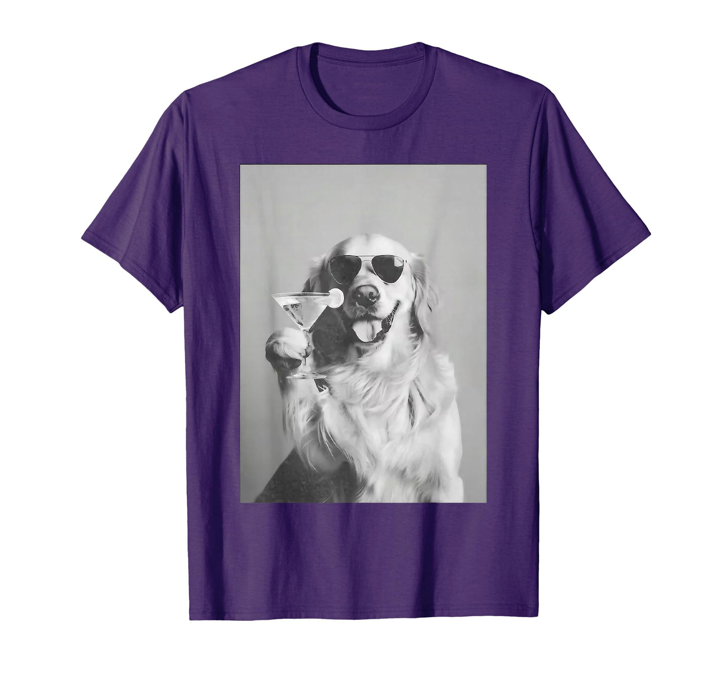 Funny Cocktail Dog Golden Retriever With Sunglasses Martini T-Shirt