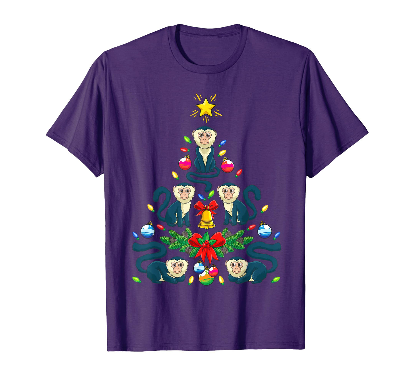Capuchin Monkey Christmas Tree Monkey Animal T-Shirt