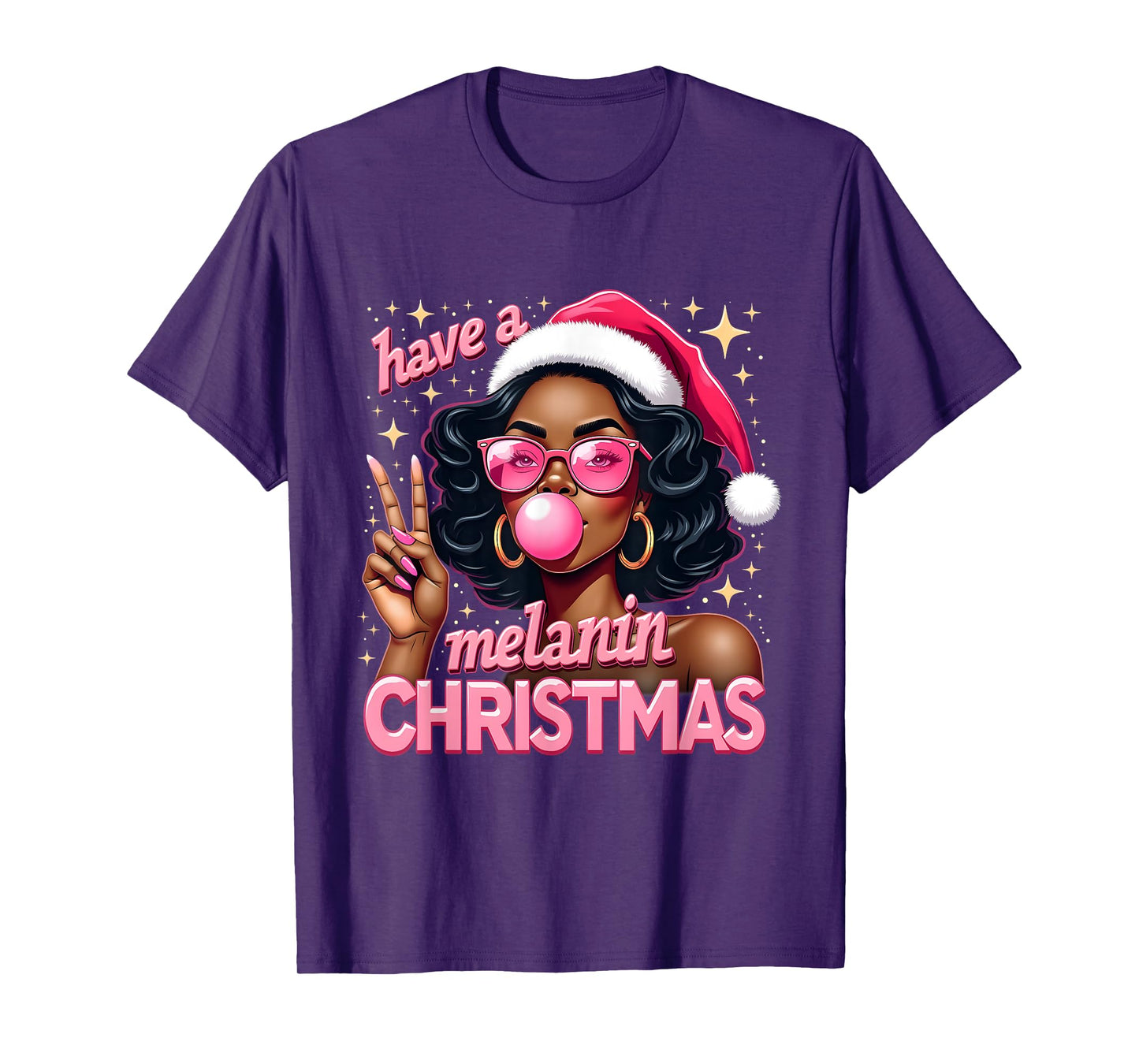 Have A Melanin Christmas Black African American Woman T-Shirt
