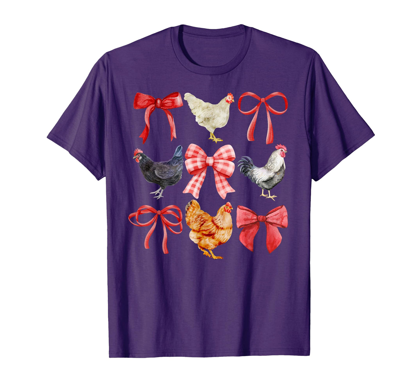 Coquette Chickens, Chickens and Bows, Watercolor T-Shirt