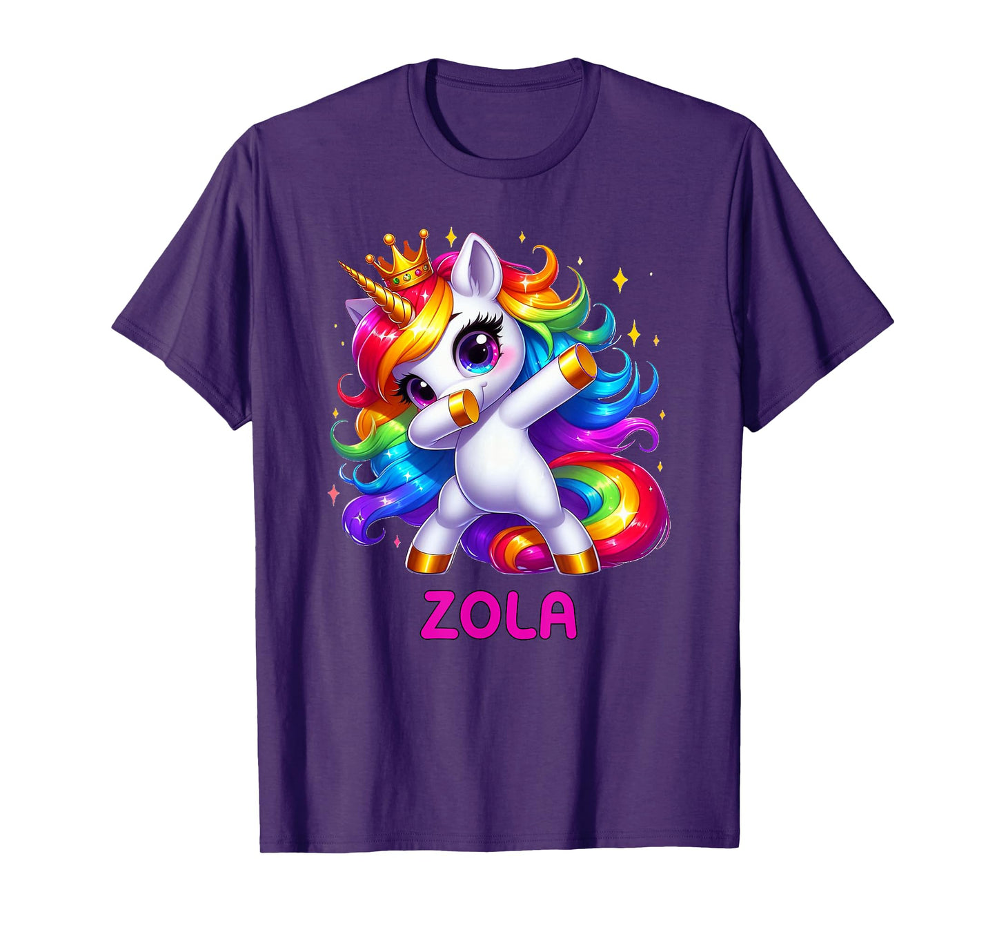 ZOLA Personalized Name Dabbing Unicorn Birthday Queen T-Shirt