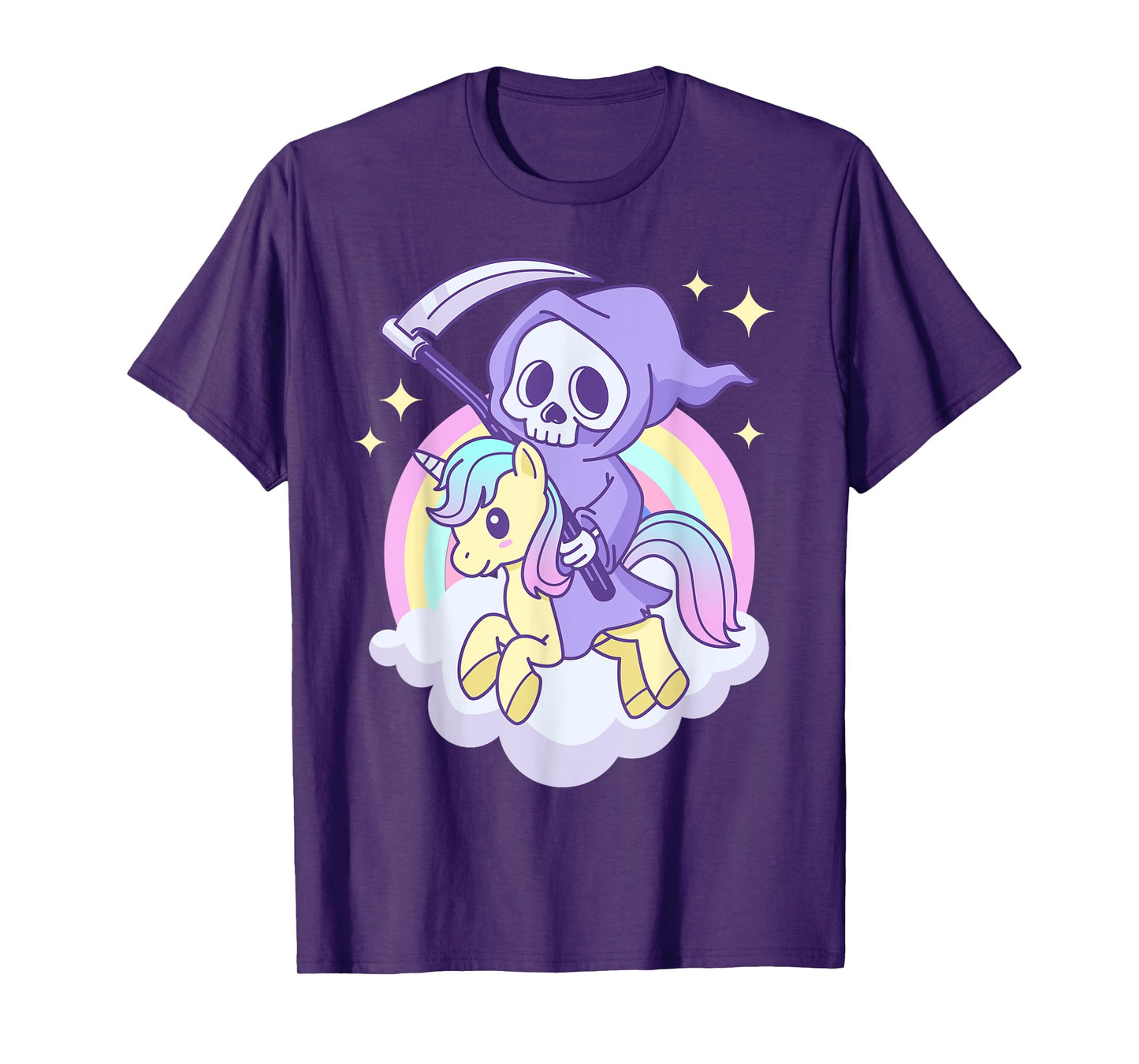 Cute Pastel Goth Grim Reaper on a Unicorn T-Shirt