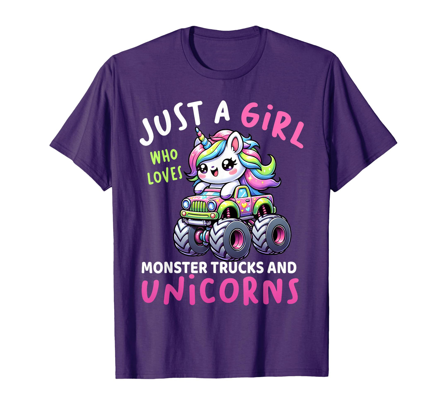 Just A Girl Who Loves Monster Trucks And Unicorns Toddler T-Shirt