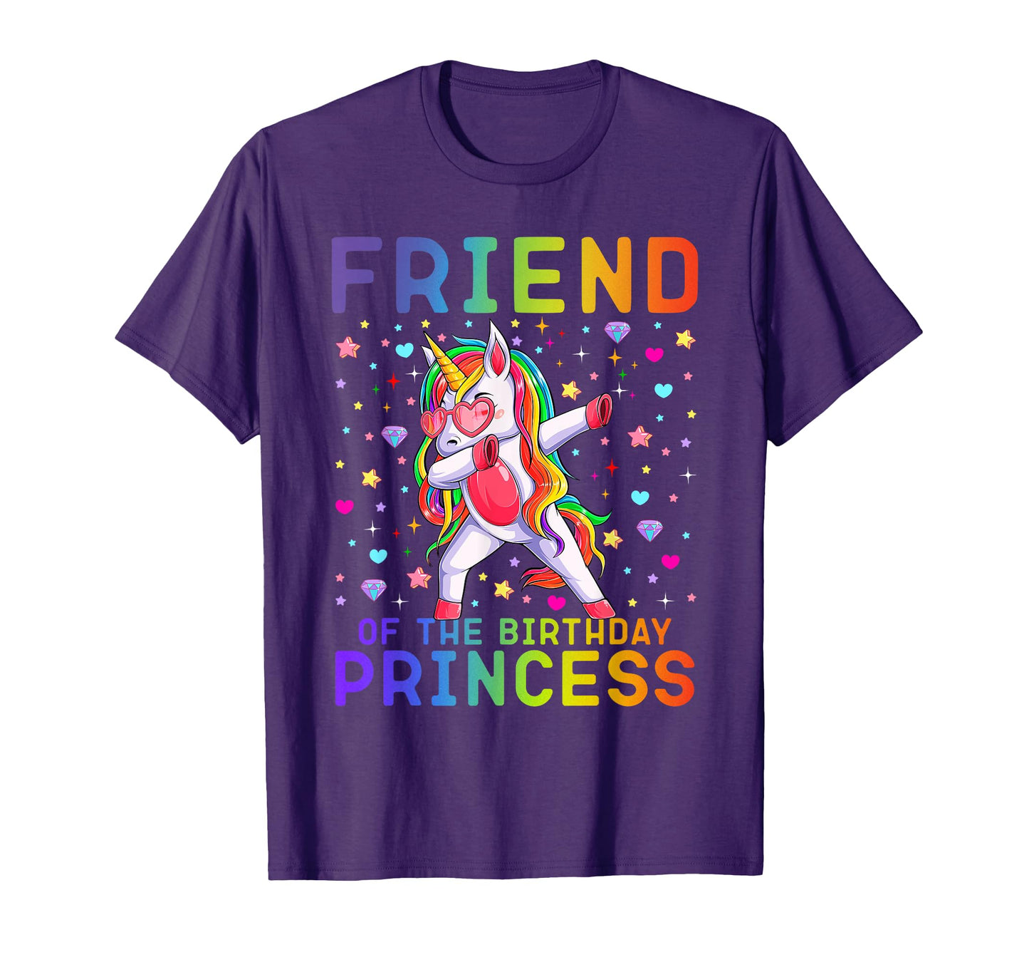 Friend of the Birthday Princess Dabbing Unicorn Rainbow Kids T-Shirt