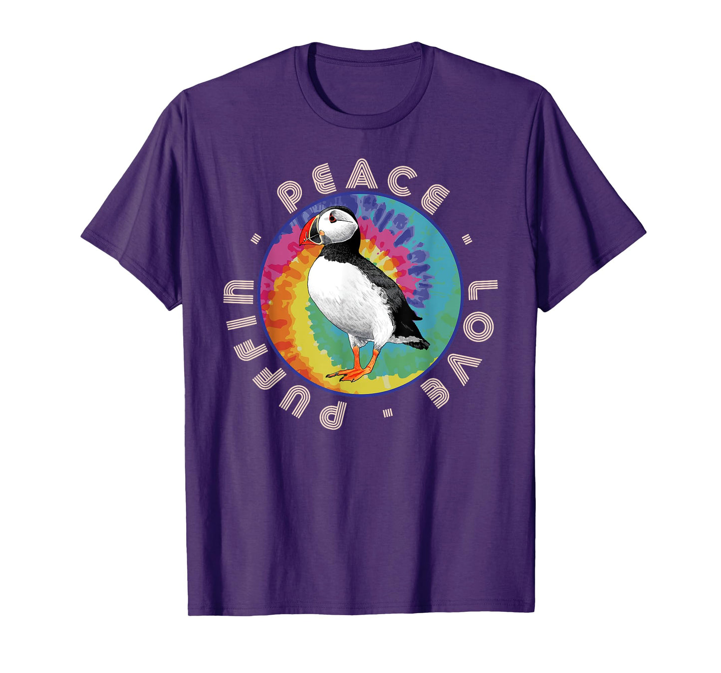 Vintage Retro Style Atlantic Sea Bird Fly Peace Love Puffin T-Shirt