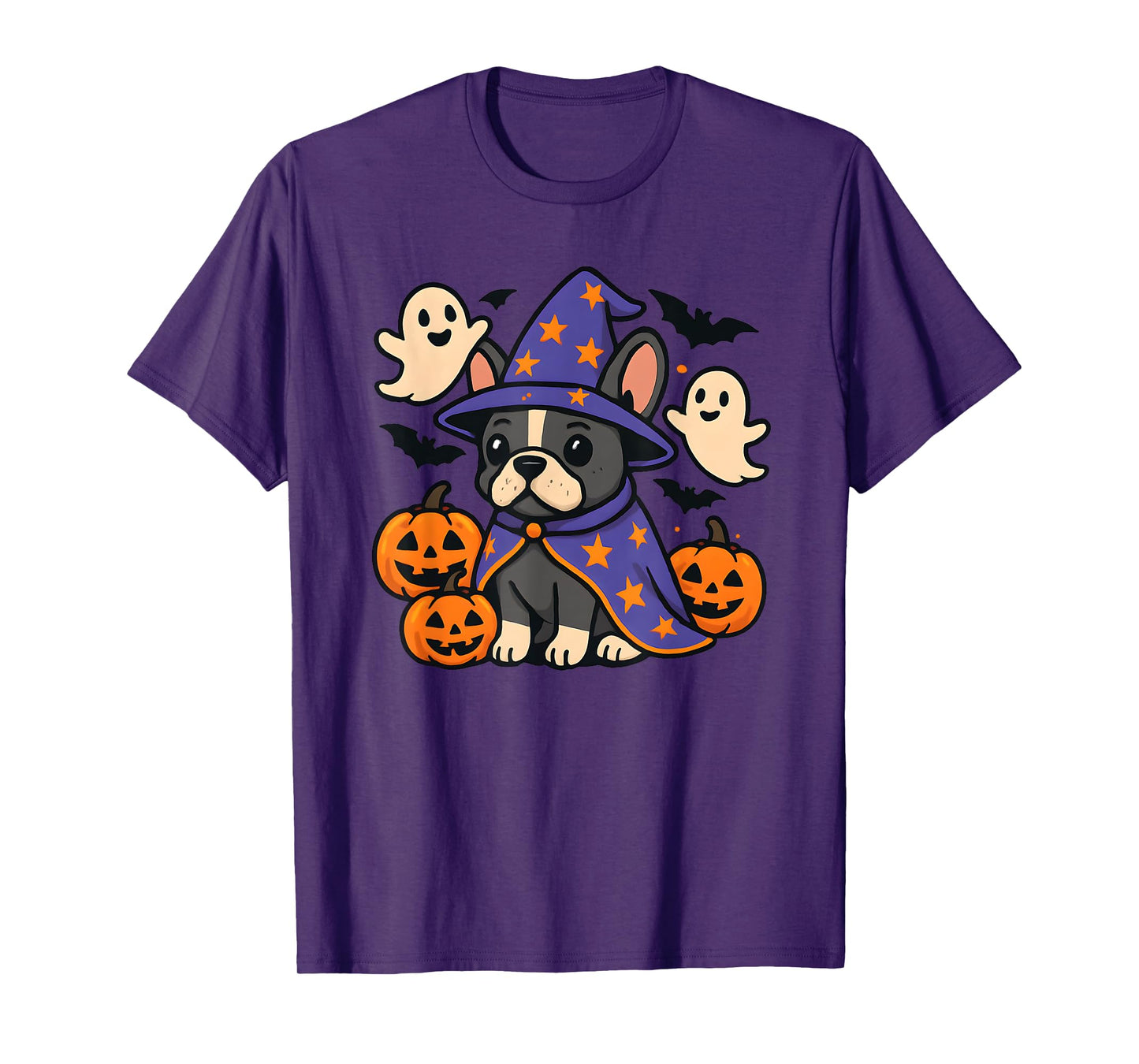 Halloween French Bulldog, Frenchie, Gray, Blue T-Shirt