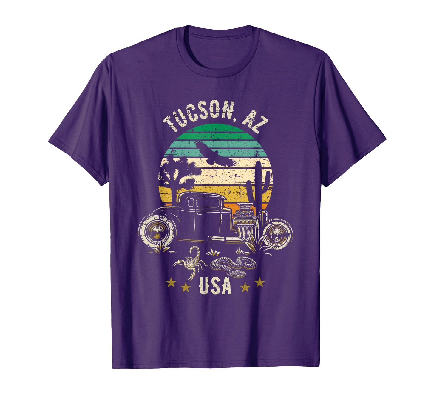Tucson AZ USA Hotrod Retro Desert Sunset Style Design T-Shirt