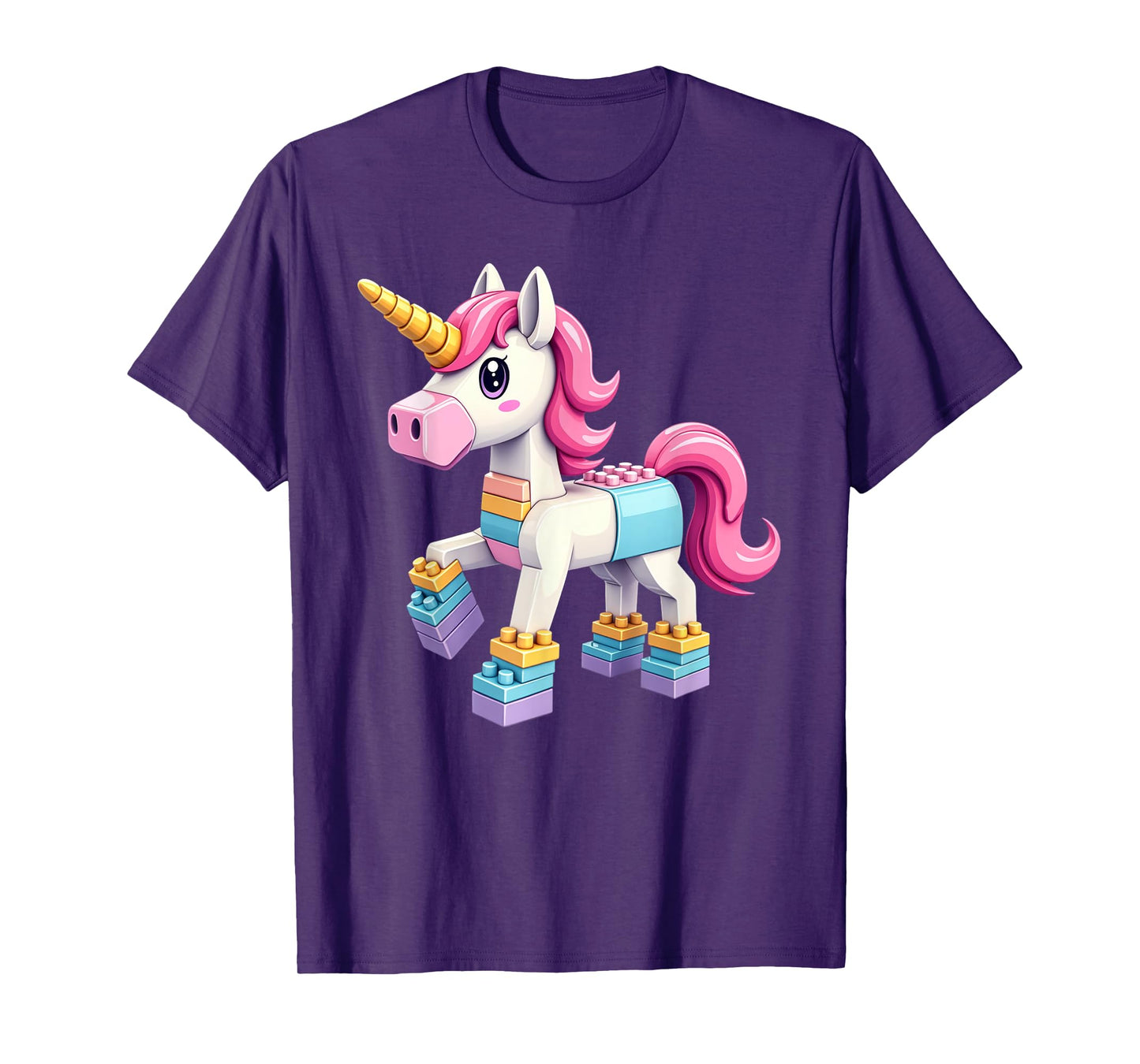 Block Building Unicorn Lover Master Builder Bricks T-Shirt