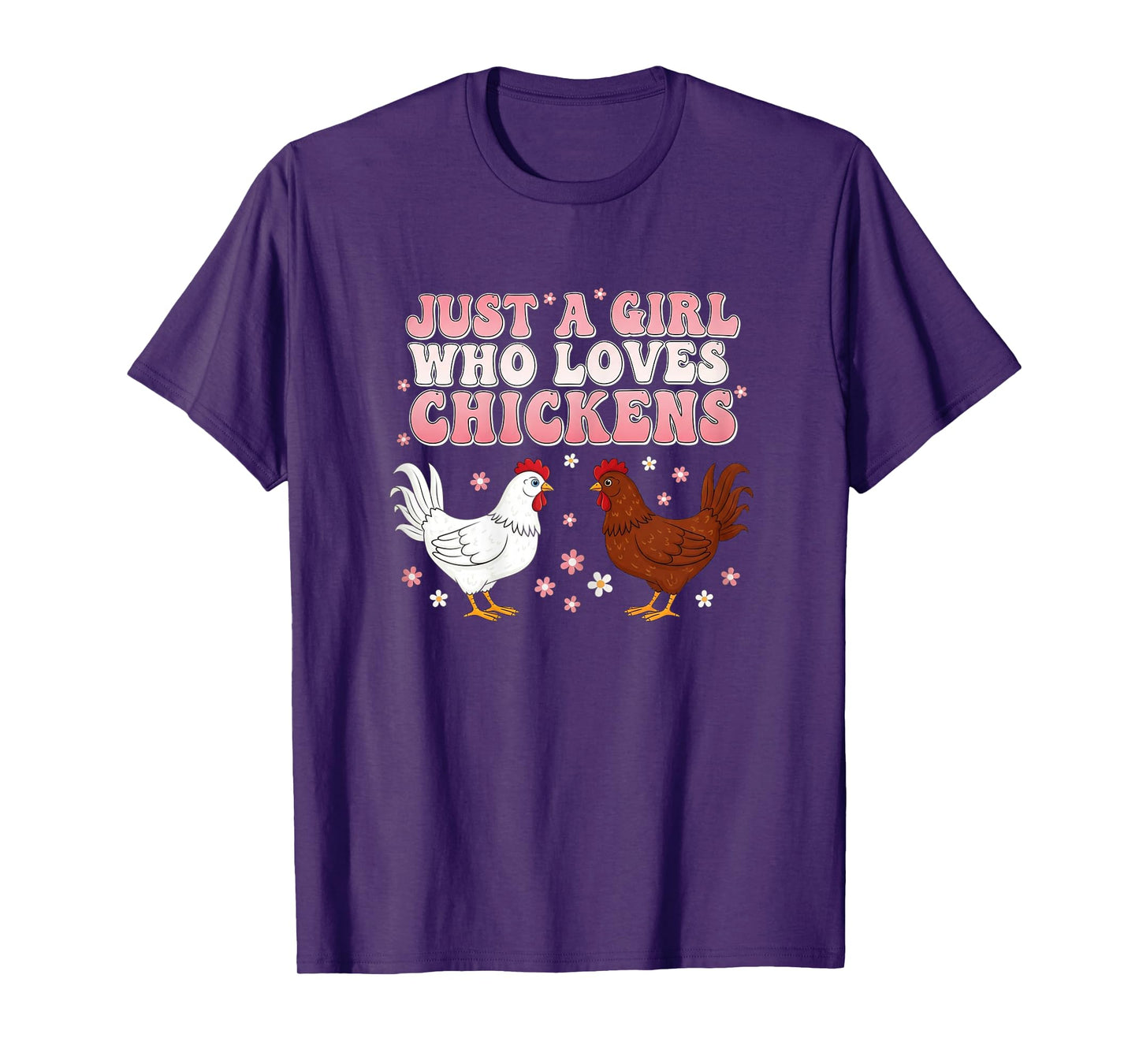 Just A Girl Who Loves Chickens Groovy Chicken Lover Girls T-Shirt