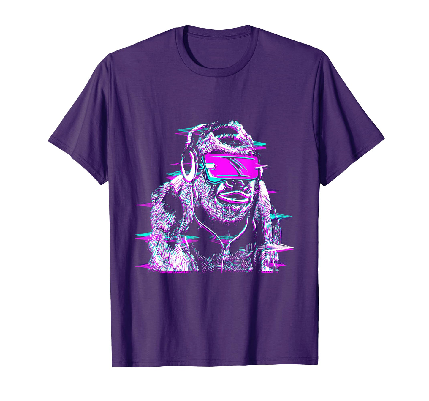 VR and VR Gamer with virtual reality and monkey T-Shirt