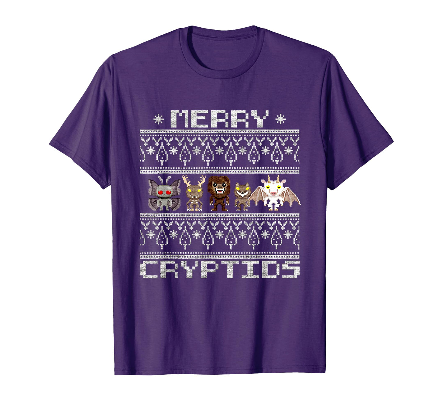 Merry Cryptids - Ugly Christmas Bigfoot, Mothman, Wendigo T-Shirt