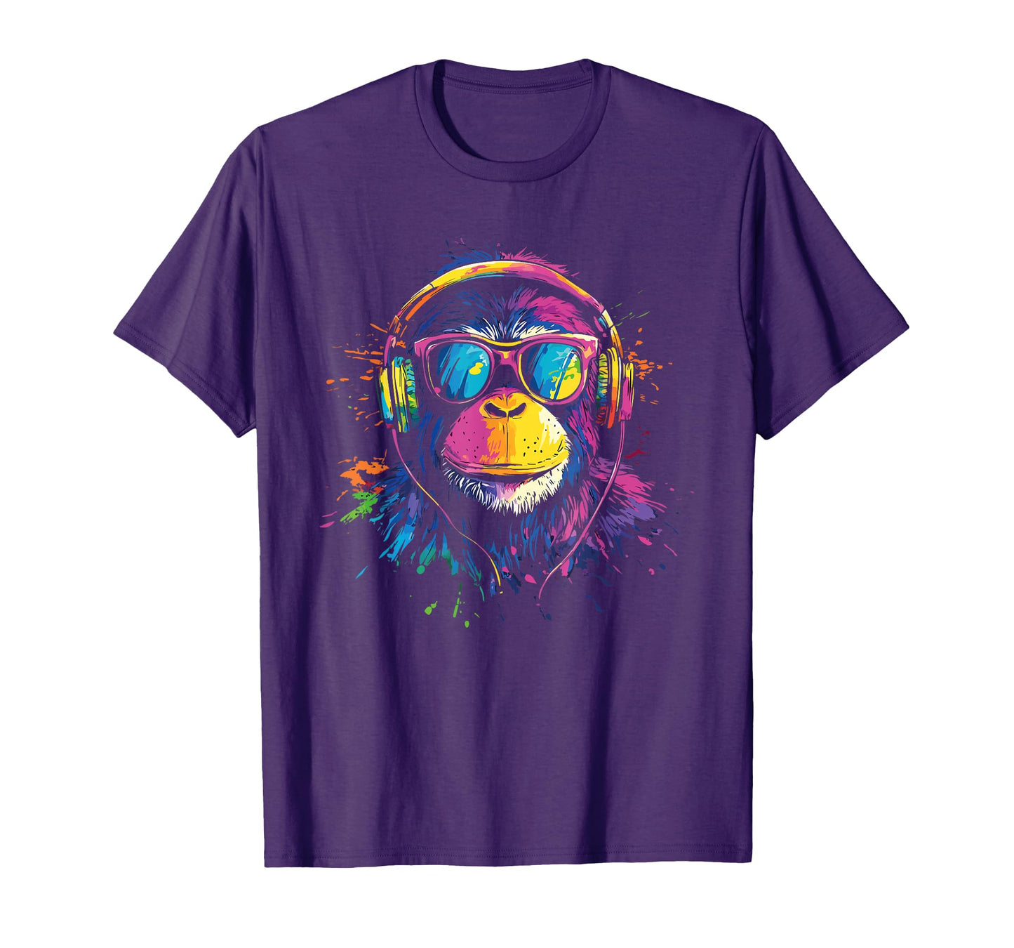 Colorful Monkey Headphones Vibrant Graffiti Colorful Kids T-Shirt
