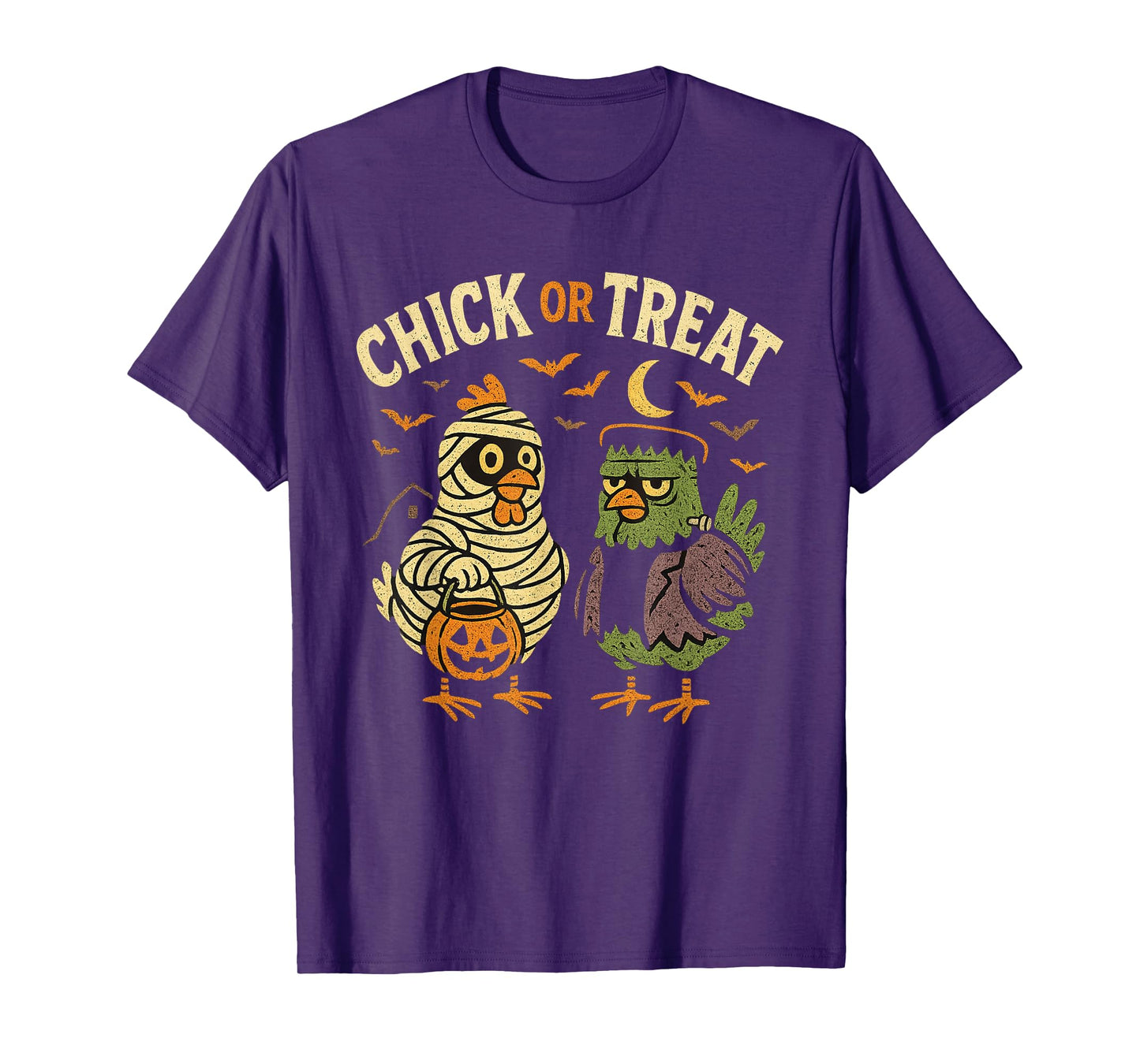 Chick or Treat Shirt Chicken Halloween Shirt Distressed T-Shirt