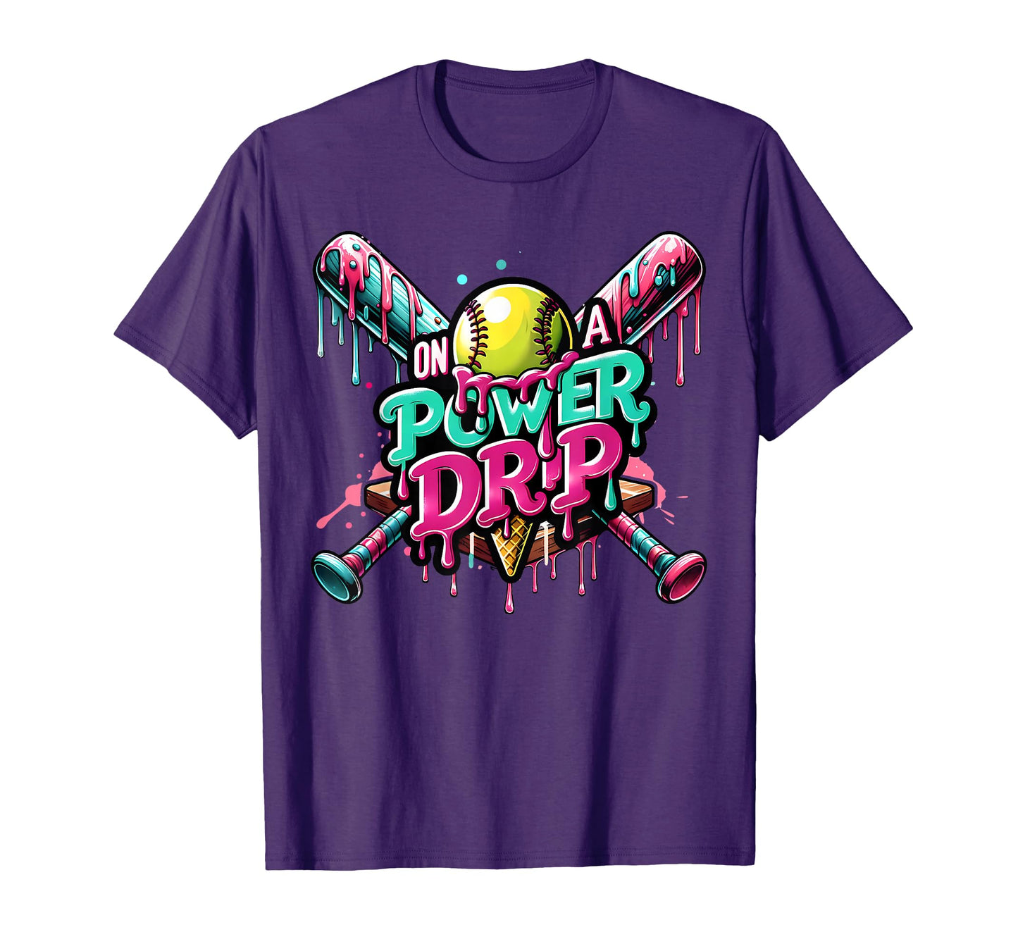 On A Power Drip Softball Ice Cream Dripping With Sprinkles T-Shirt