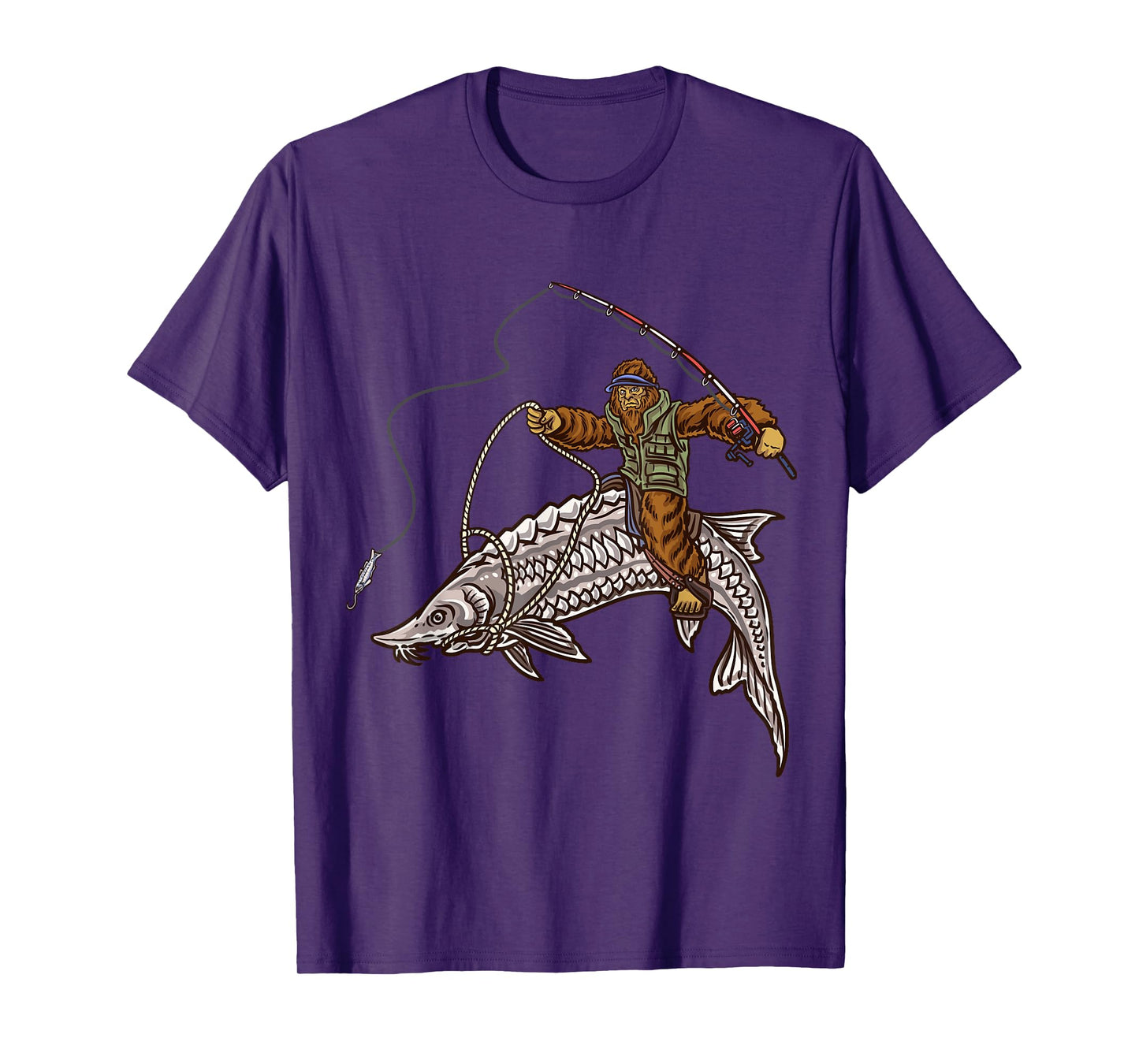Sturgeon Fishing Bigfoot Fisherman T-Shirt