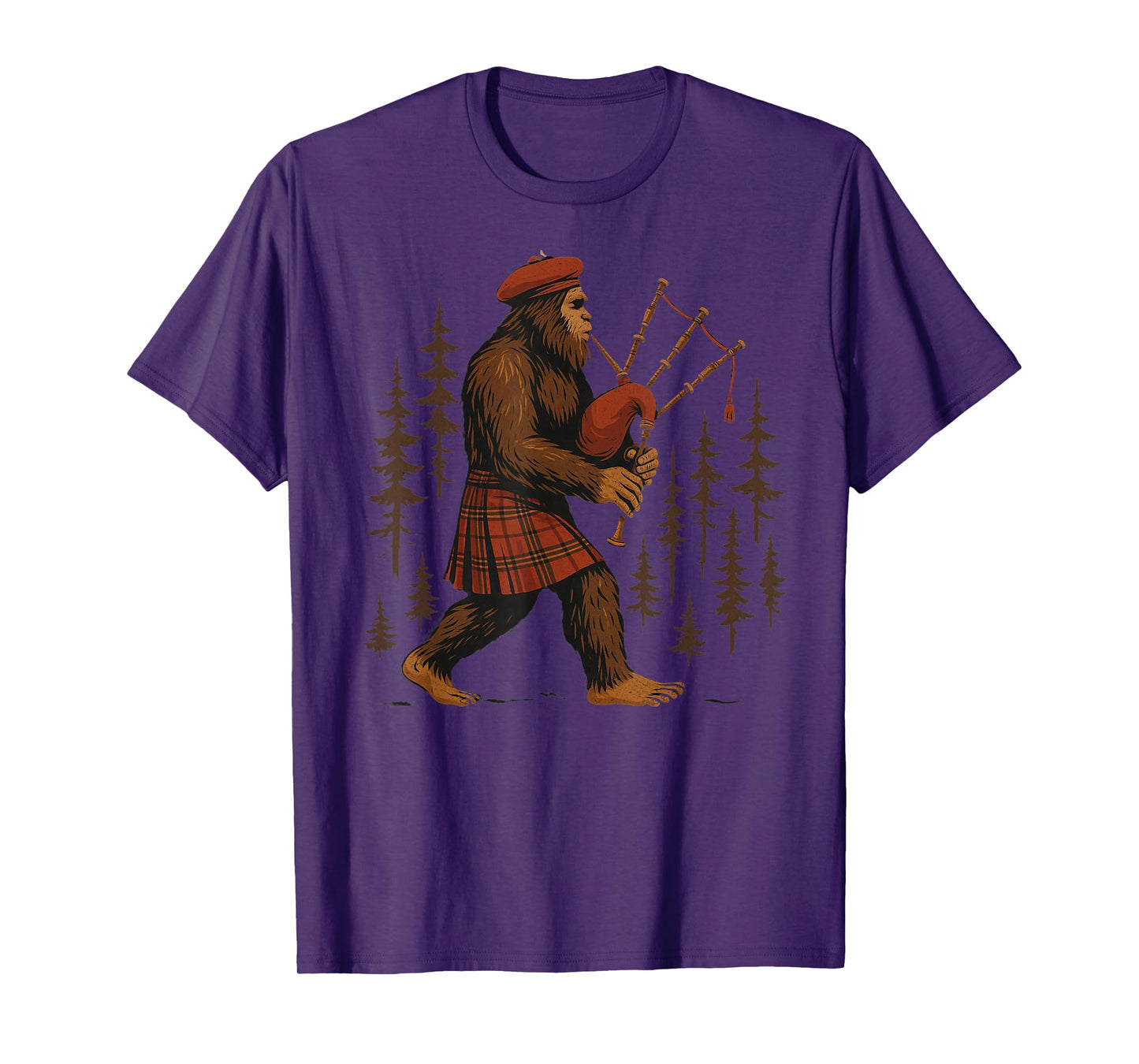 Legendary Sasquatch Bagpipes in Kilts Through Forests T-Shirt