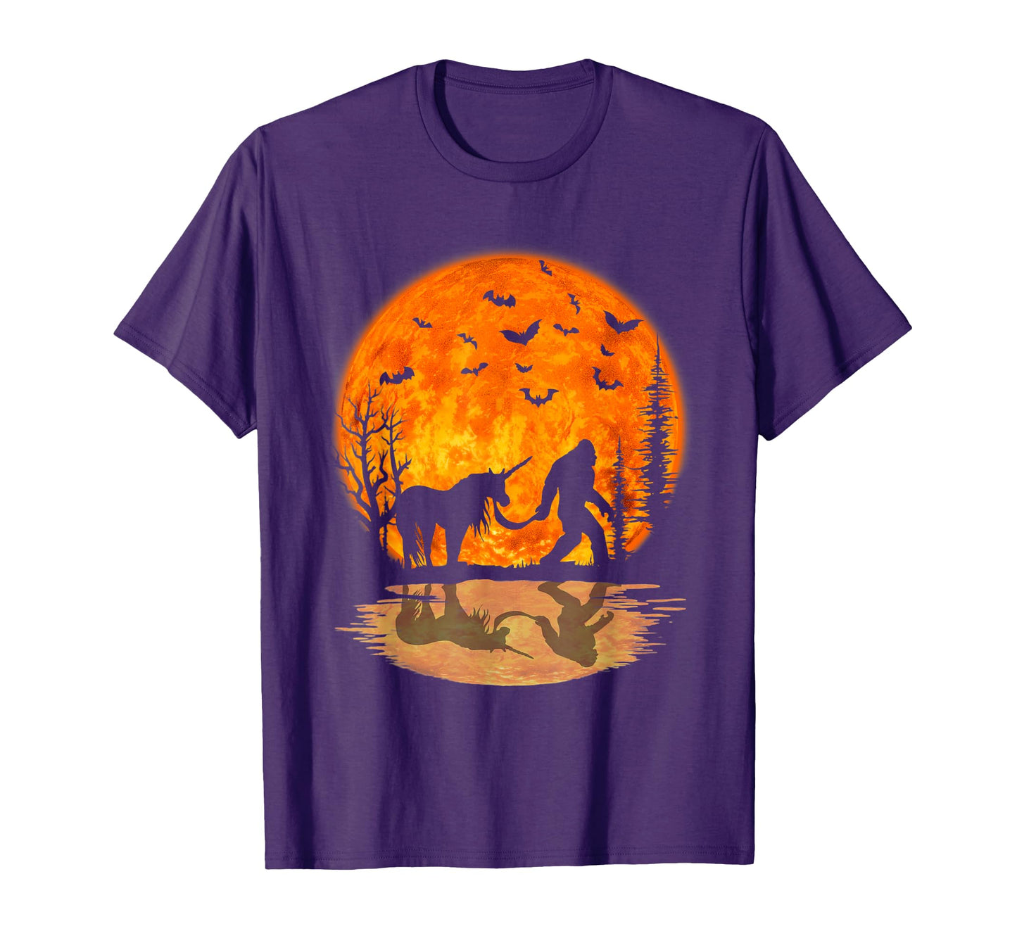 Bigfoot Walking Unicorn Funny Sasquatch Unicorn Halloween T-Shirt