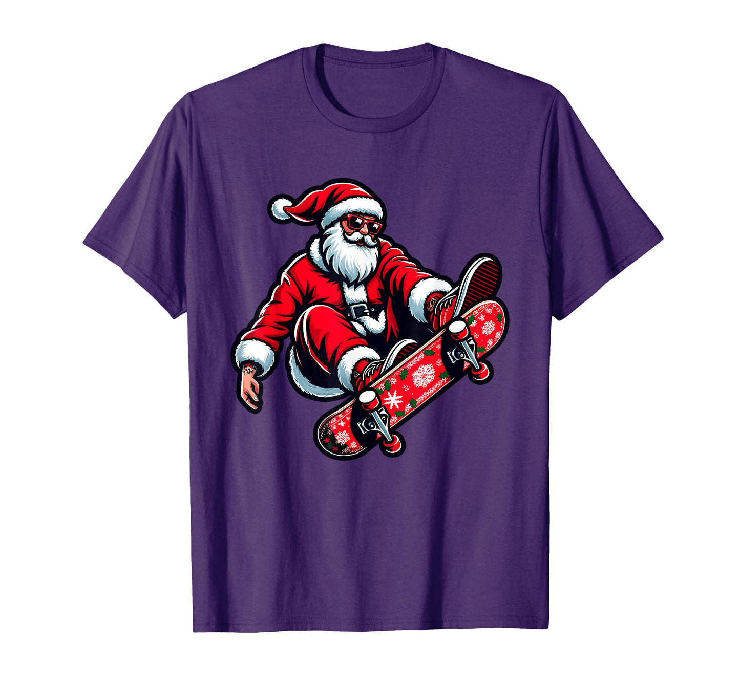 Santa Riding Skateboard Xmas Pajama Christmas Toddler Kids T-Shirt