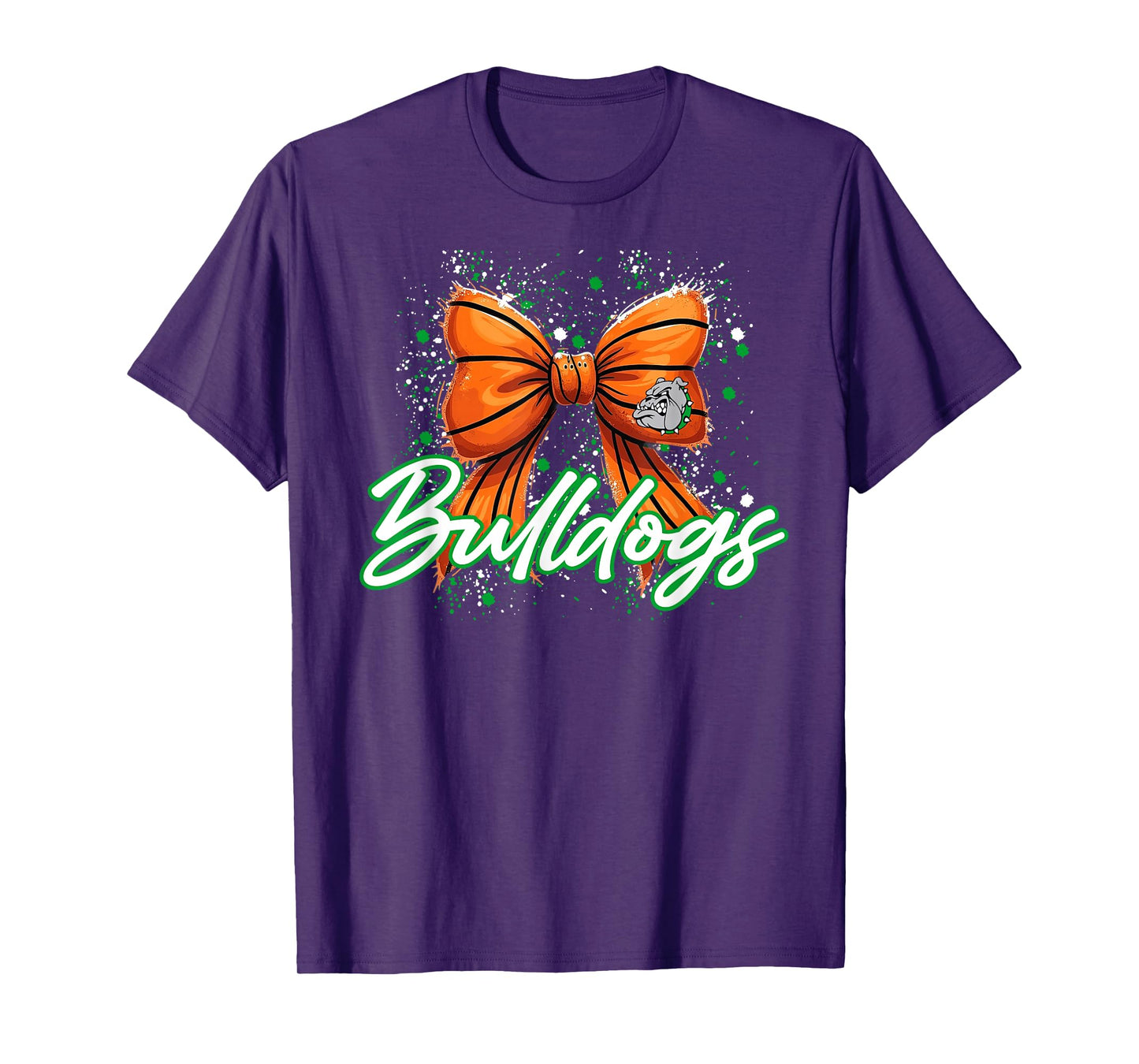 Green Bulldogs Basketball Coquette Bow Sports Bulldog Mascot T-Shirt