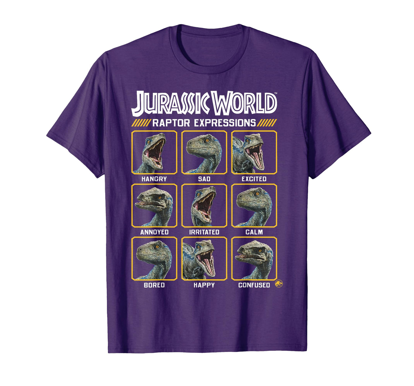 Jurassic World Two Blue Raptor Expressions Graphic Short Sleeve T-Shirt