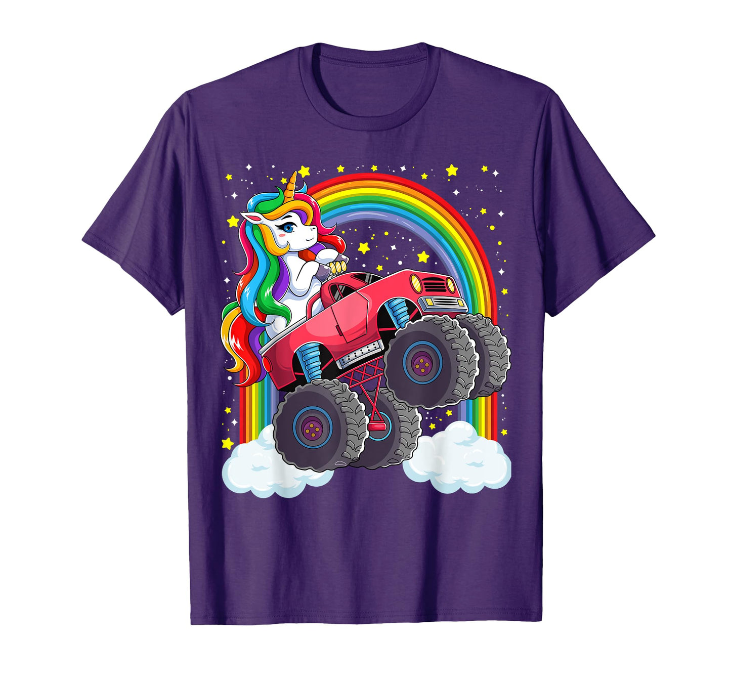 Cute Monster Truck Unicorn Magical Rainbow Kids Girls Party T-Shirt