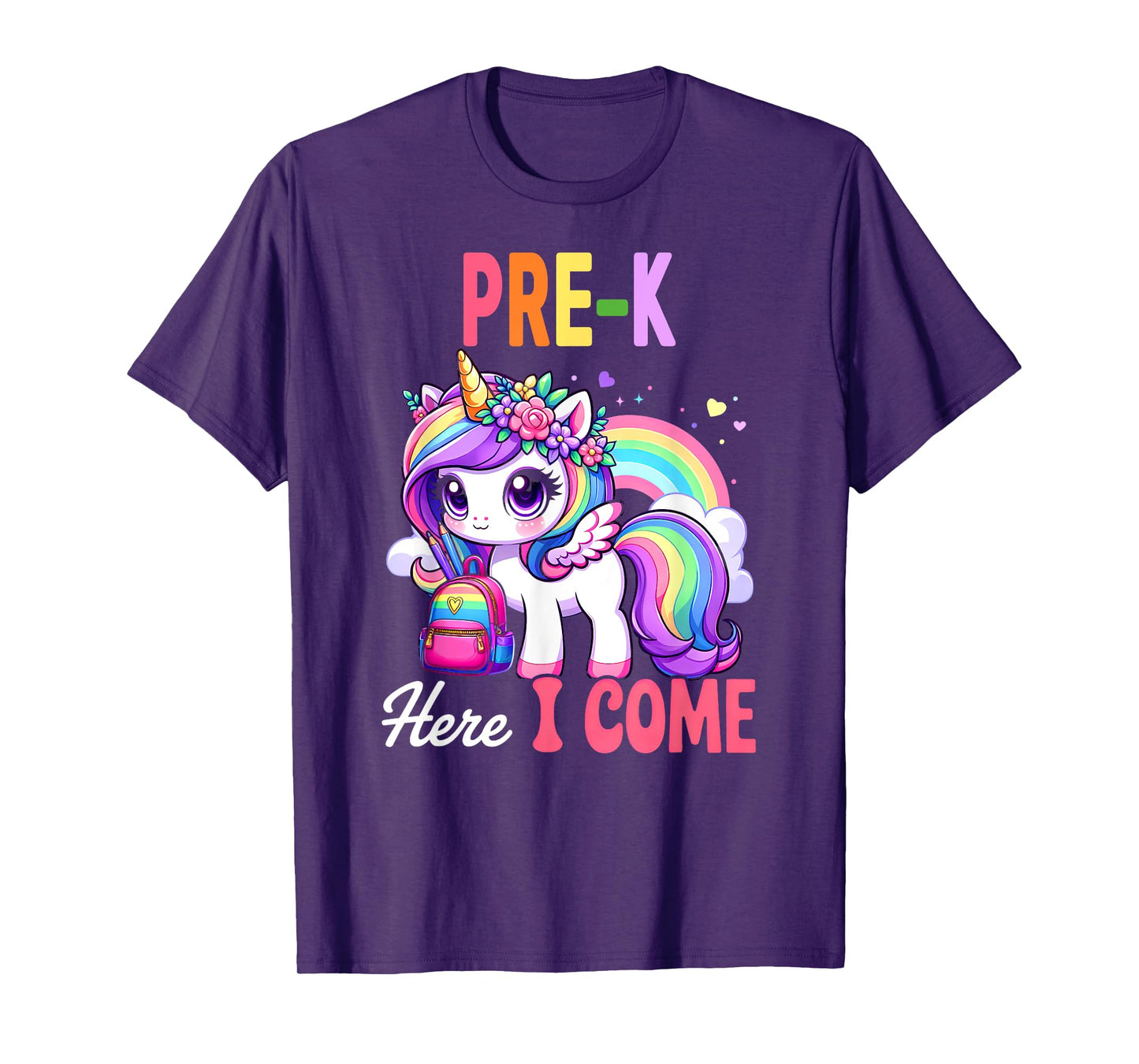 Pre-K Here I Come Unicorn Girls First Day Back To School T-Shirt