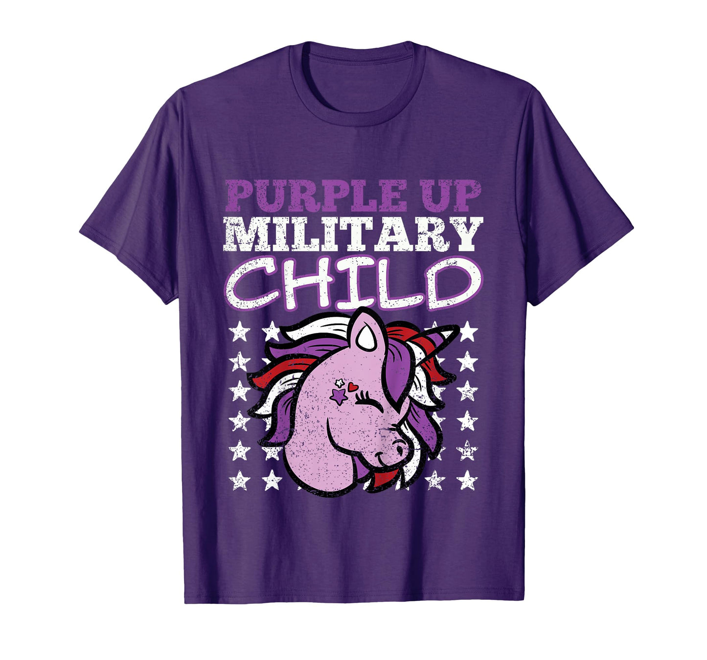 Purple Up Military Child Unicorn Army Soldier Girls Kids T-Shirt