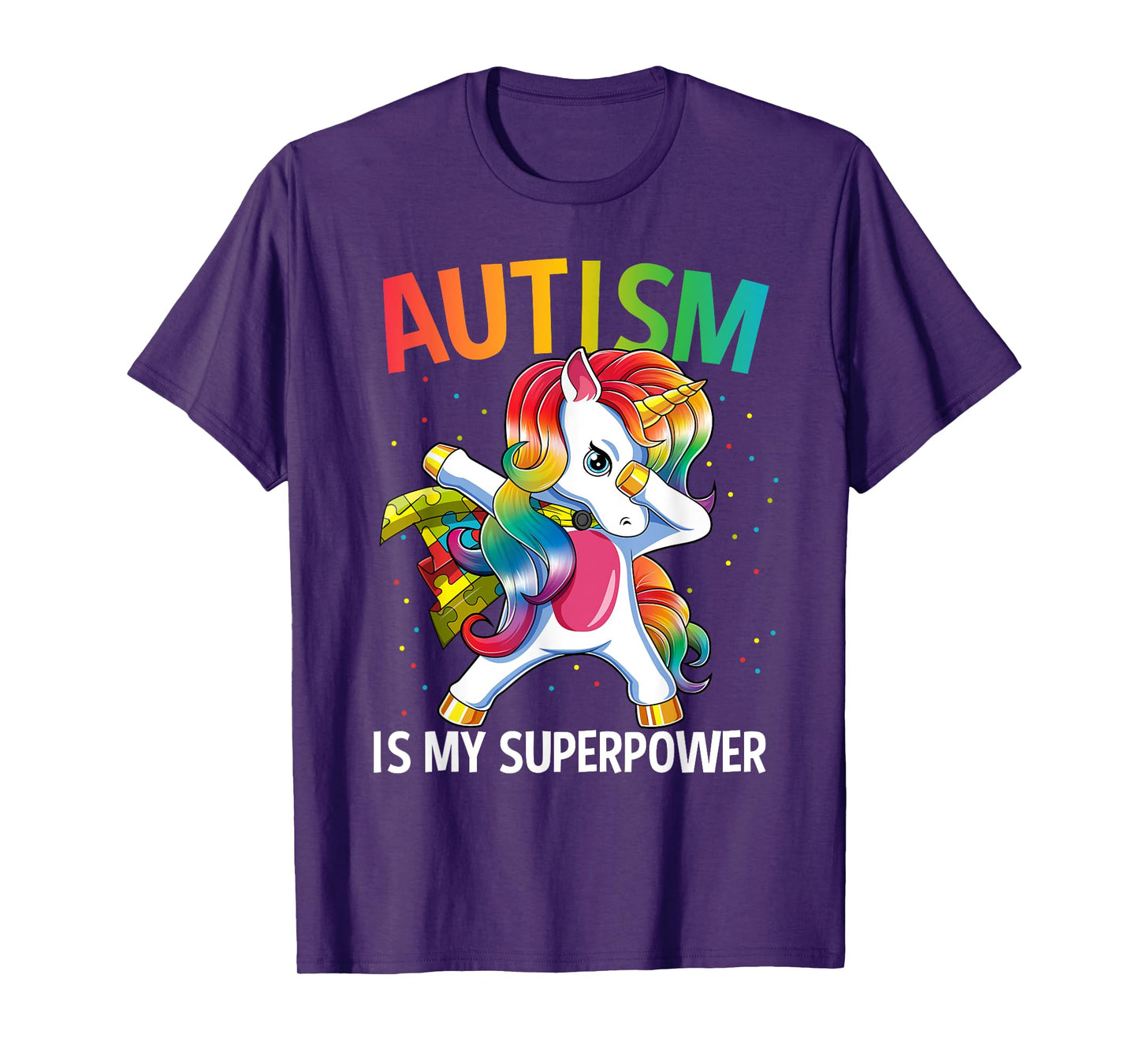 Autism Is My Superpower Dabbing Unicorn T-Shirt