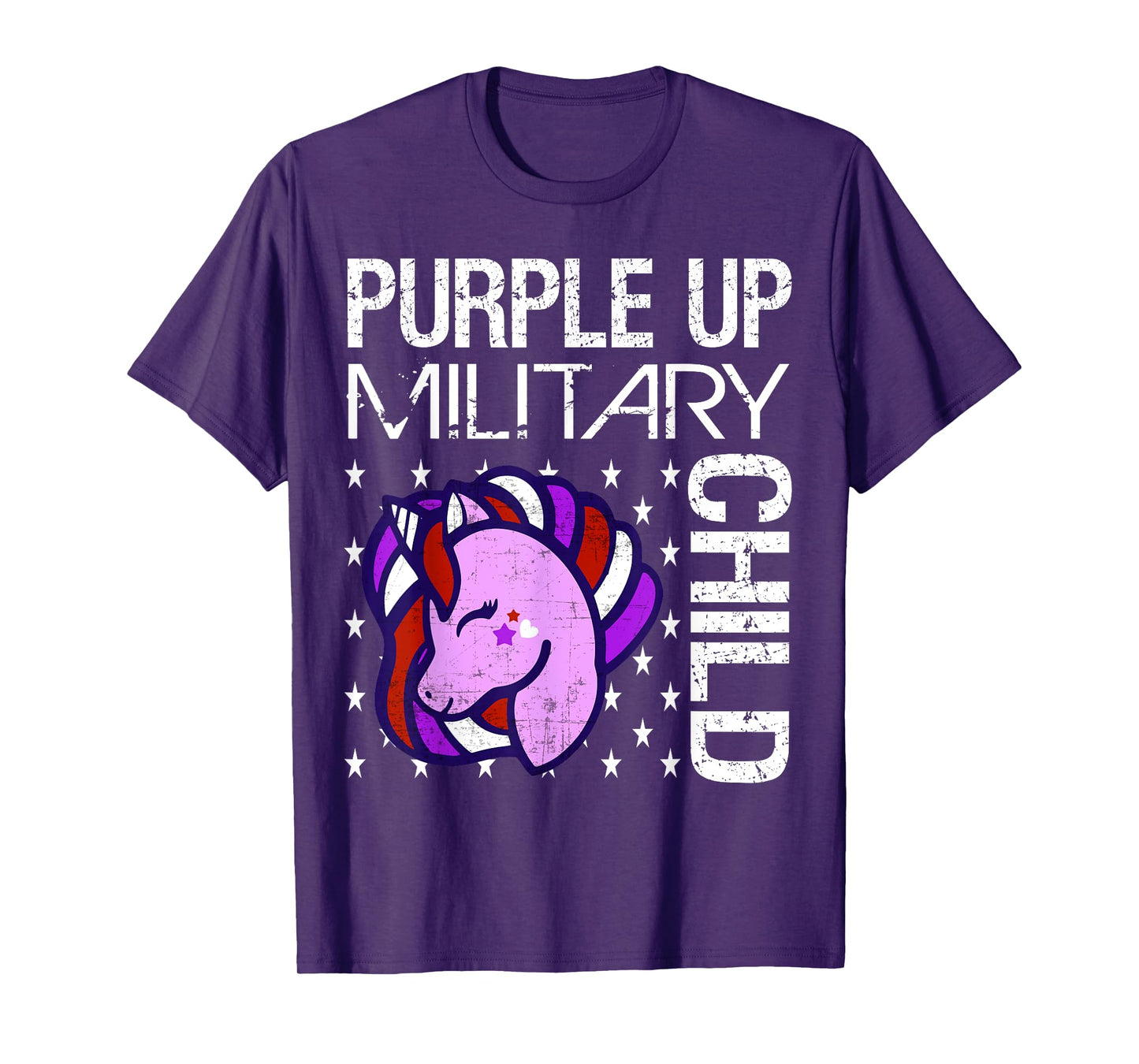 Awareness Month Purple Up Military Child Purple-Up Unicorn T-Shirt