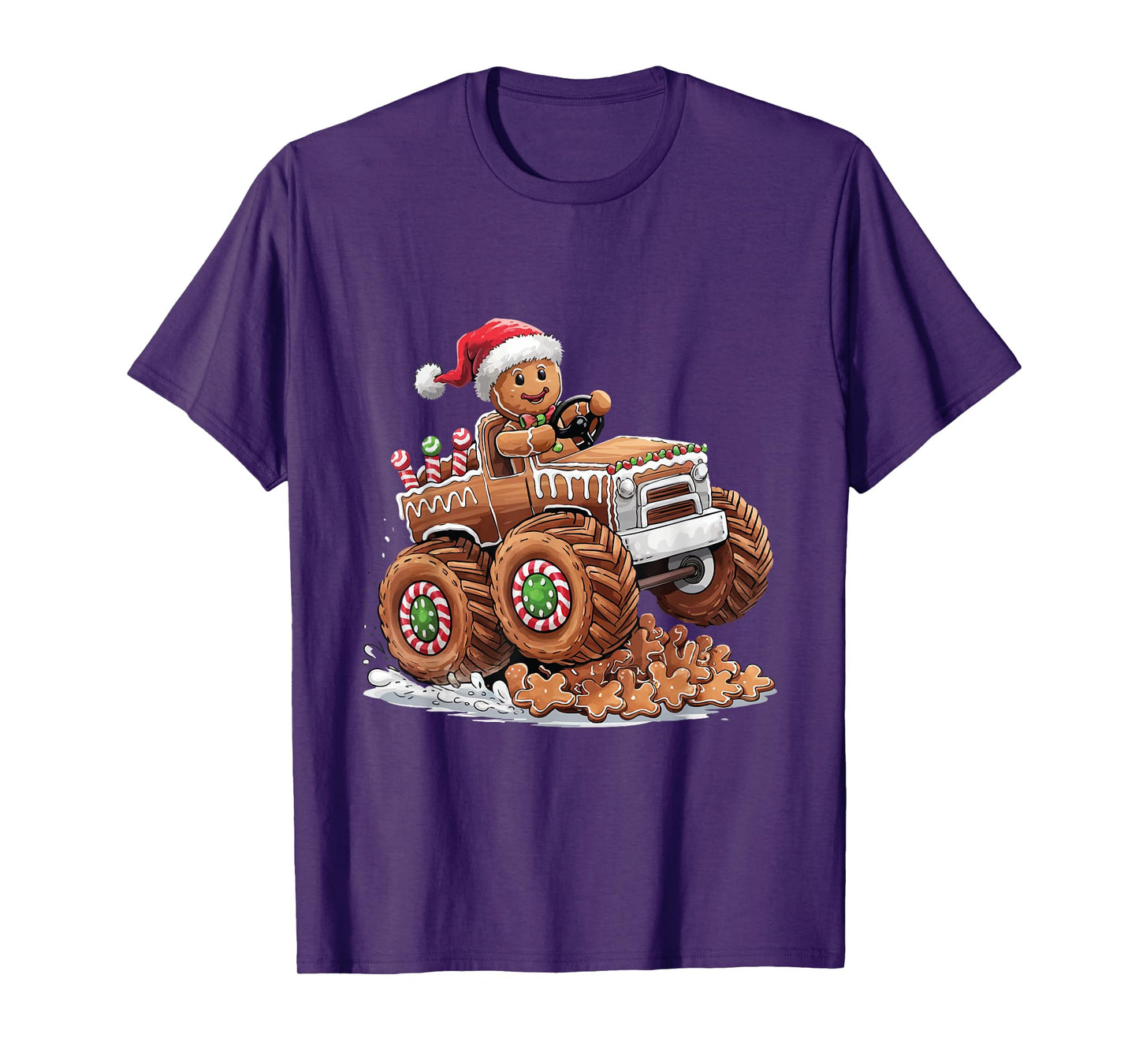 Monster Truck Gingerbread Man Funny Christmas Baking Cookies T-Shirt