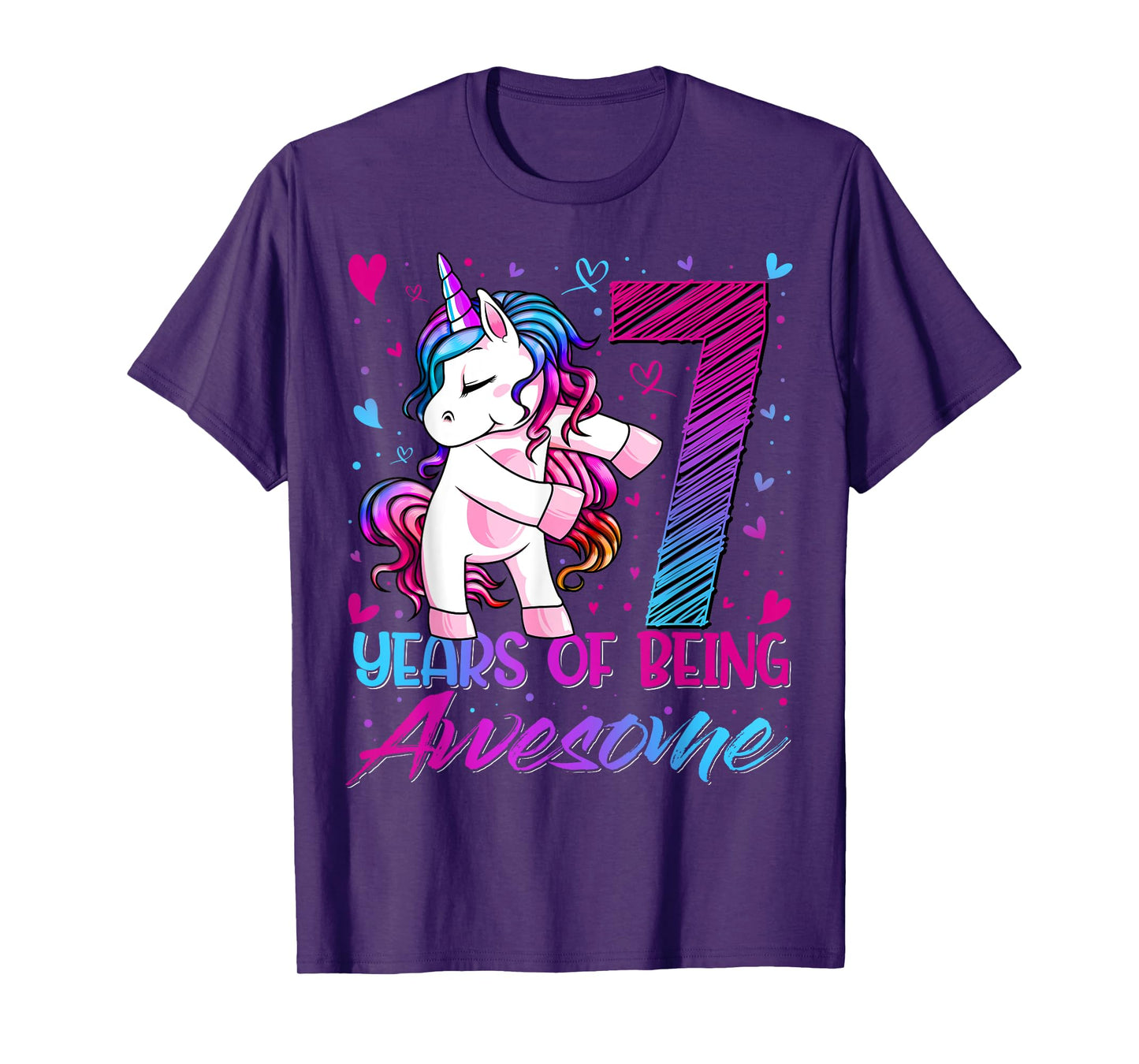 7 Year Old Gifts Unicorn Flossing 7th Birthday Girl Party T-Shirt