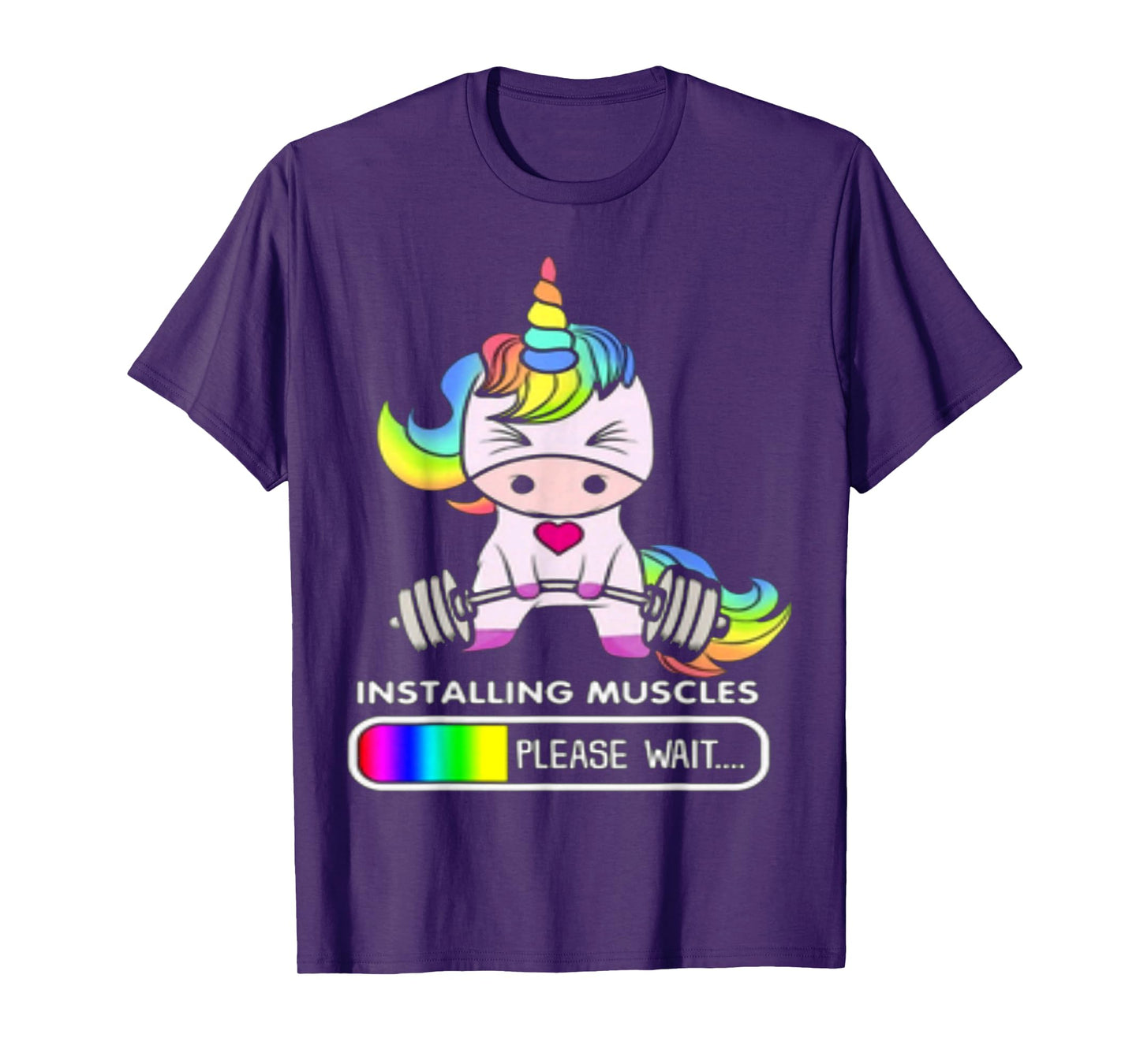Installing Muscles Please Wait Funny Unicorn T-Shirt